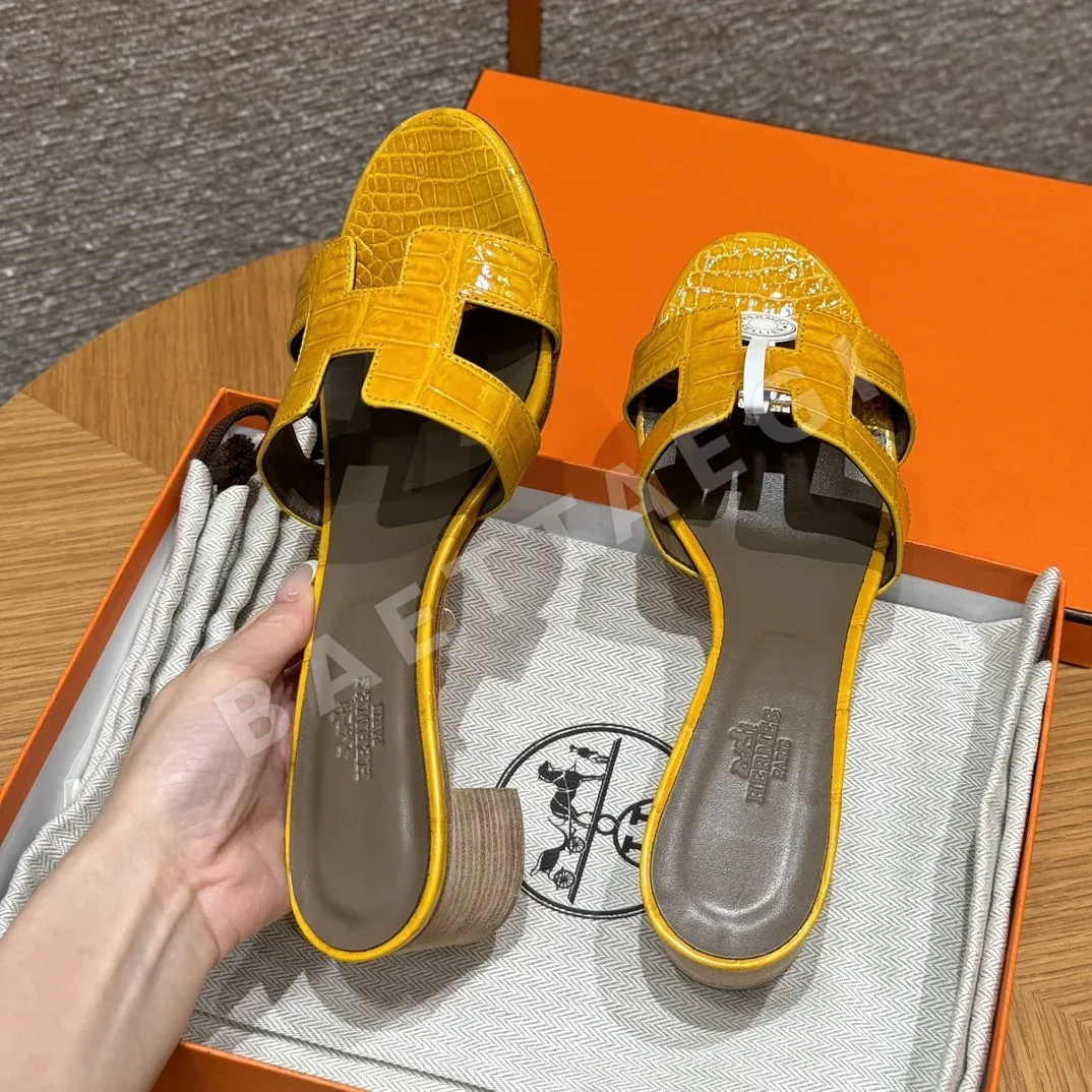 에르메스 오아시스 샌들 옐로우 악어가죽 하이힐 상세 이미지 8