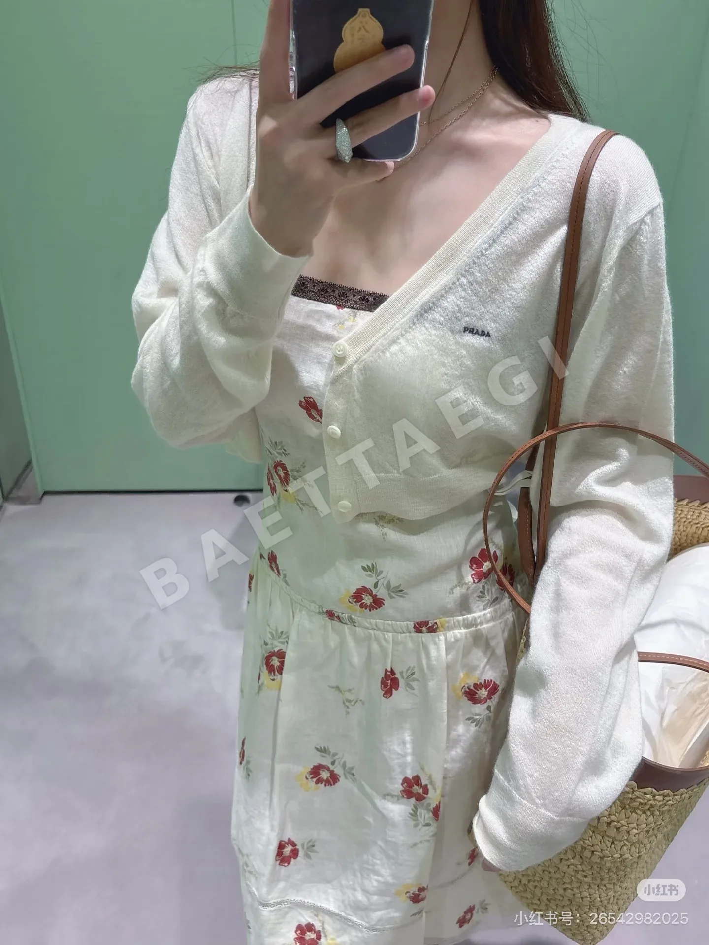 샤넬 플로럴 레이스 트림 여성 원피스 상세 이미지 2