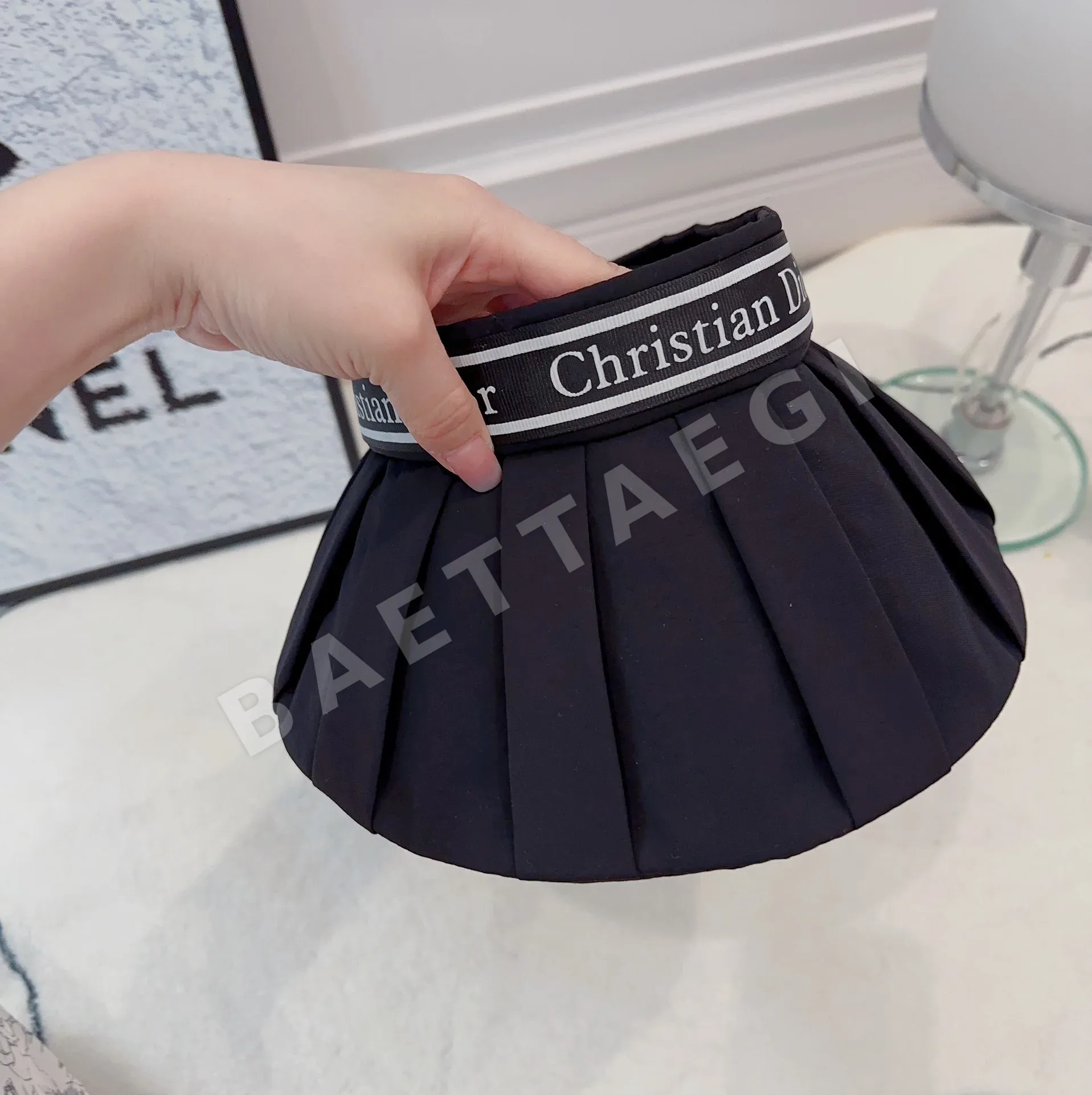 디올 플리츠 밀짚 썸머 바이저 모자 상세 이미지 9