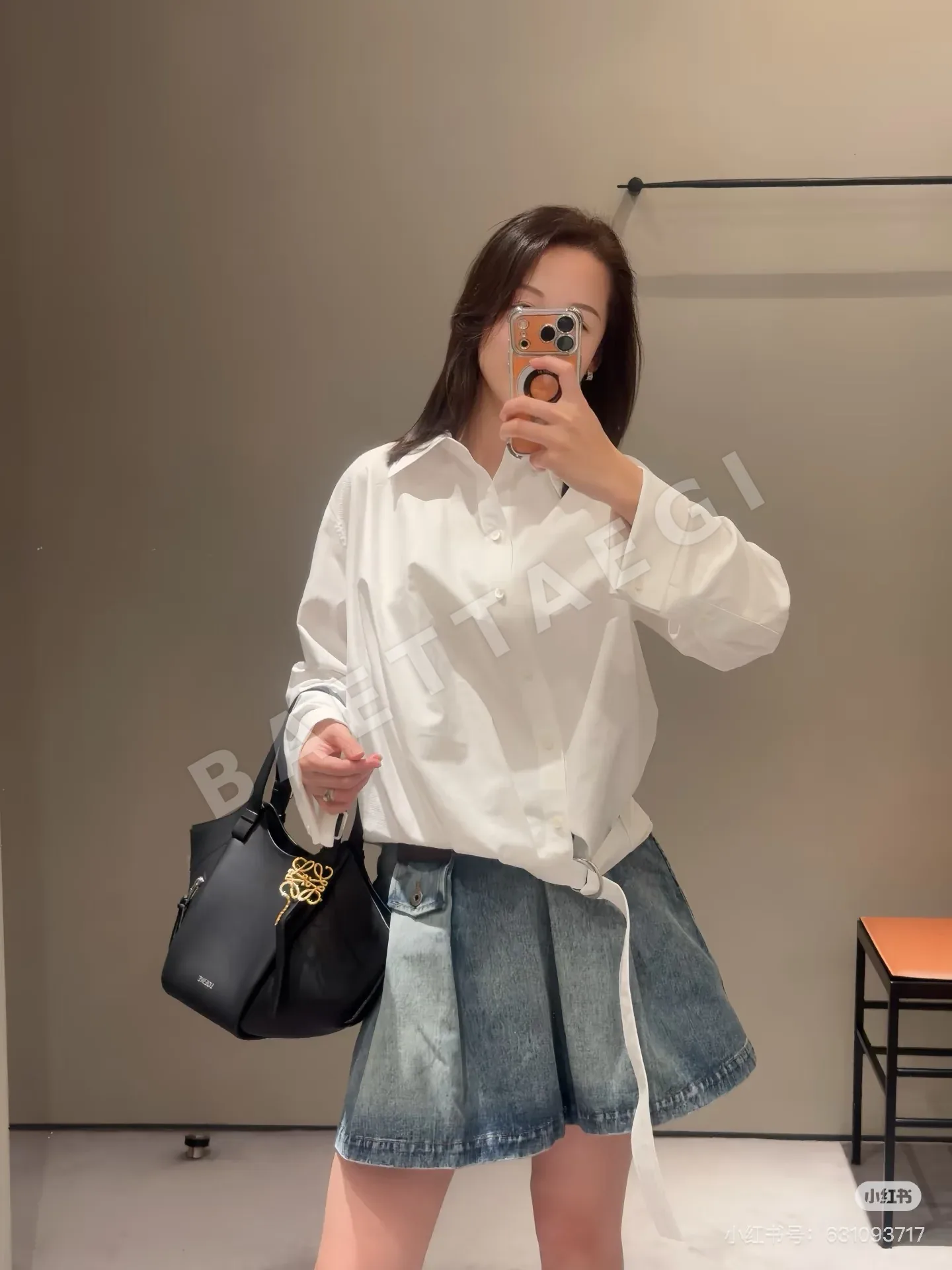 로에베 비대칭 실루엣 벨티드 여성 셔츠 상세 이미지 8
