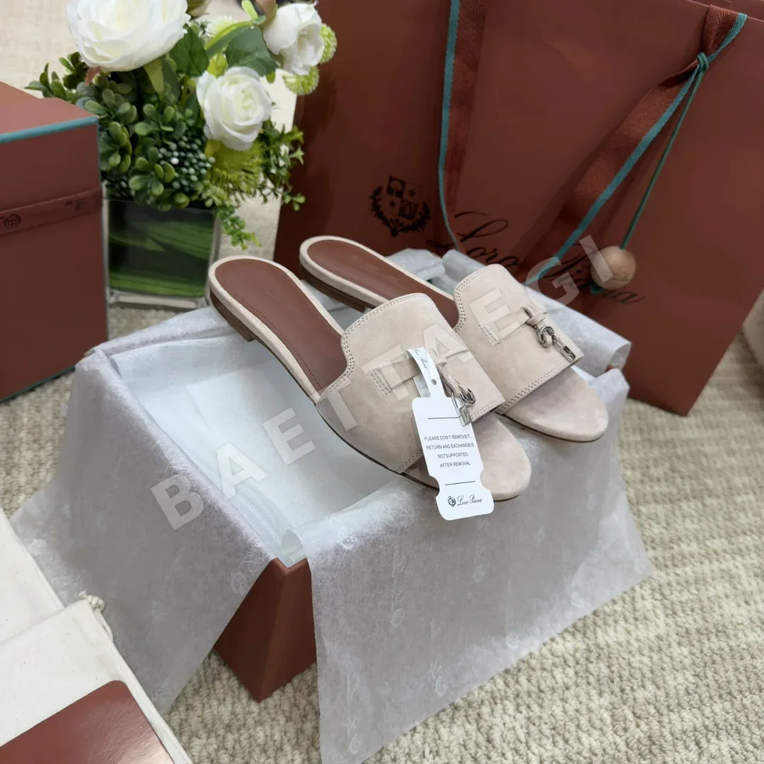 로로피아나 스웨이드 키드스킨 샌들 상세 이미지 4