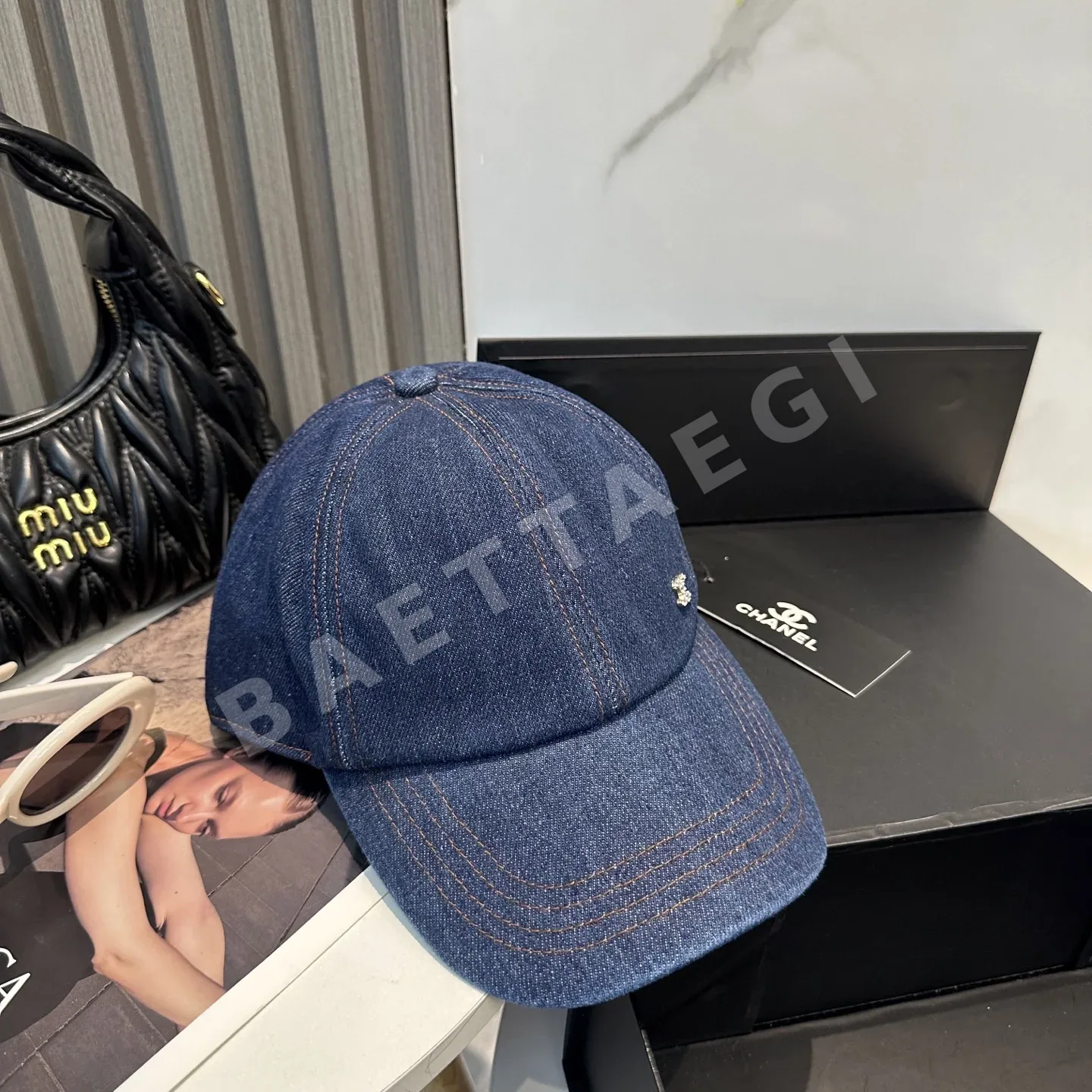 샤넬 데님 블루 레트로 야구모자 상세 이미지 8