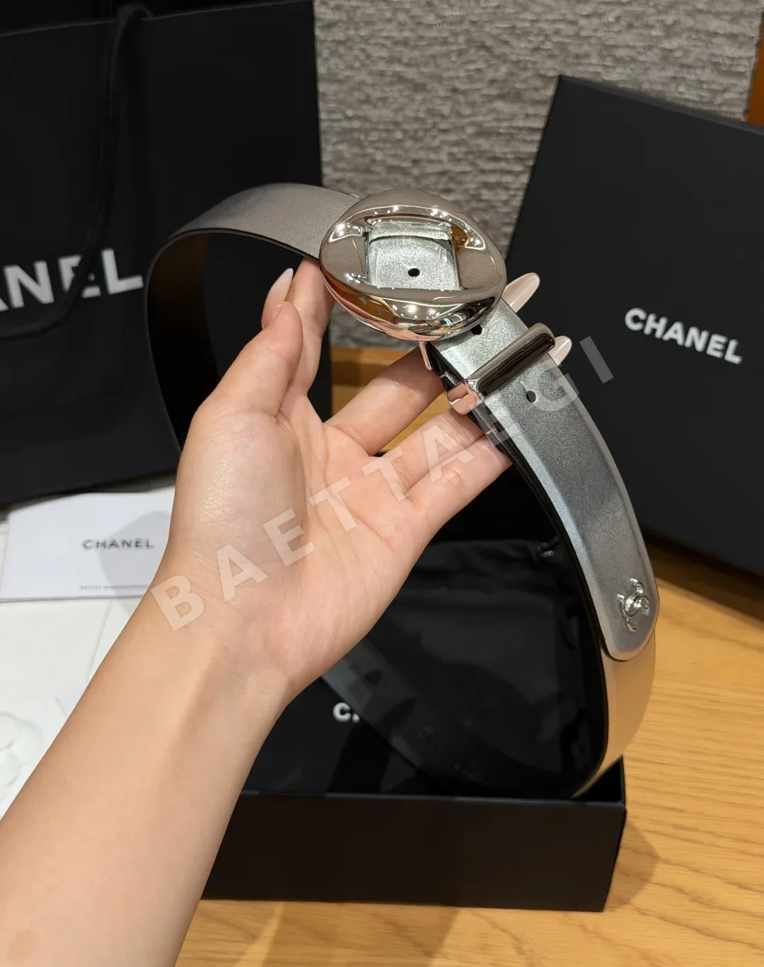 샤넬 가죽 더블 C 로고 벨트 30mm 상세 이미지 3