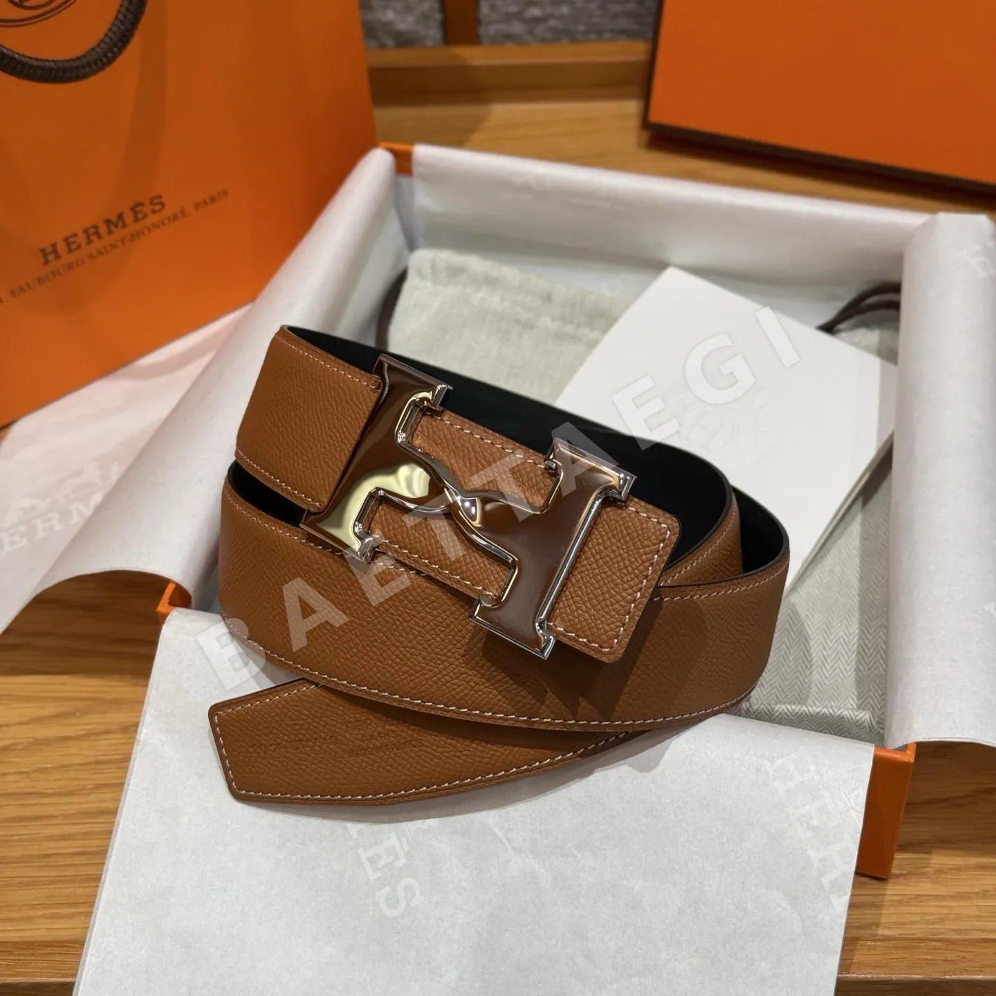 에르메스 리버서블 메탈 버클 남성 벨트 175962