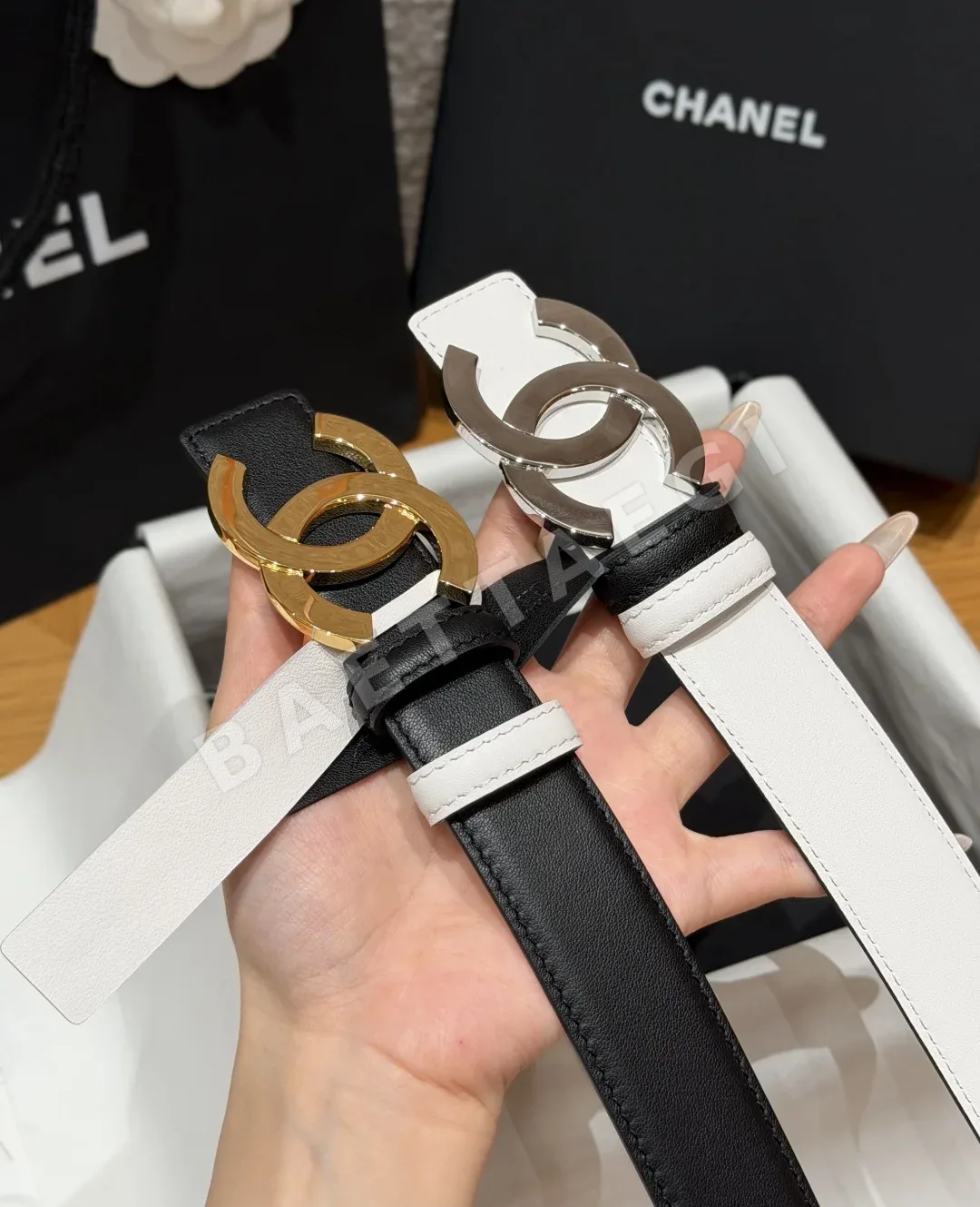 샤넬 더블 C 메탈 송아지가죽 벨트 상세 이미지 6