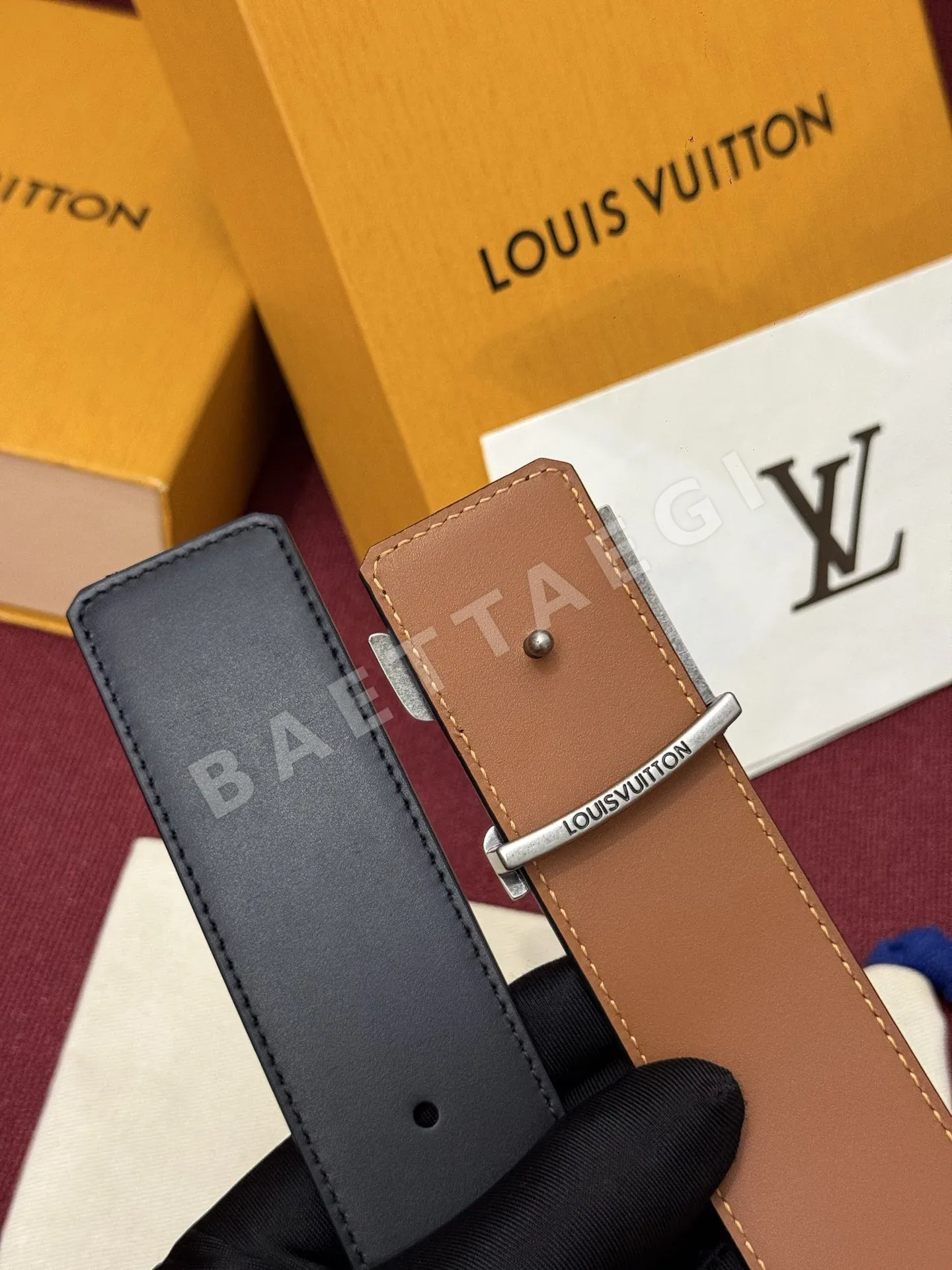 루이비통 다미에 LV 리버시블 벨트 상세 이미지 4