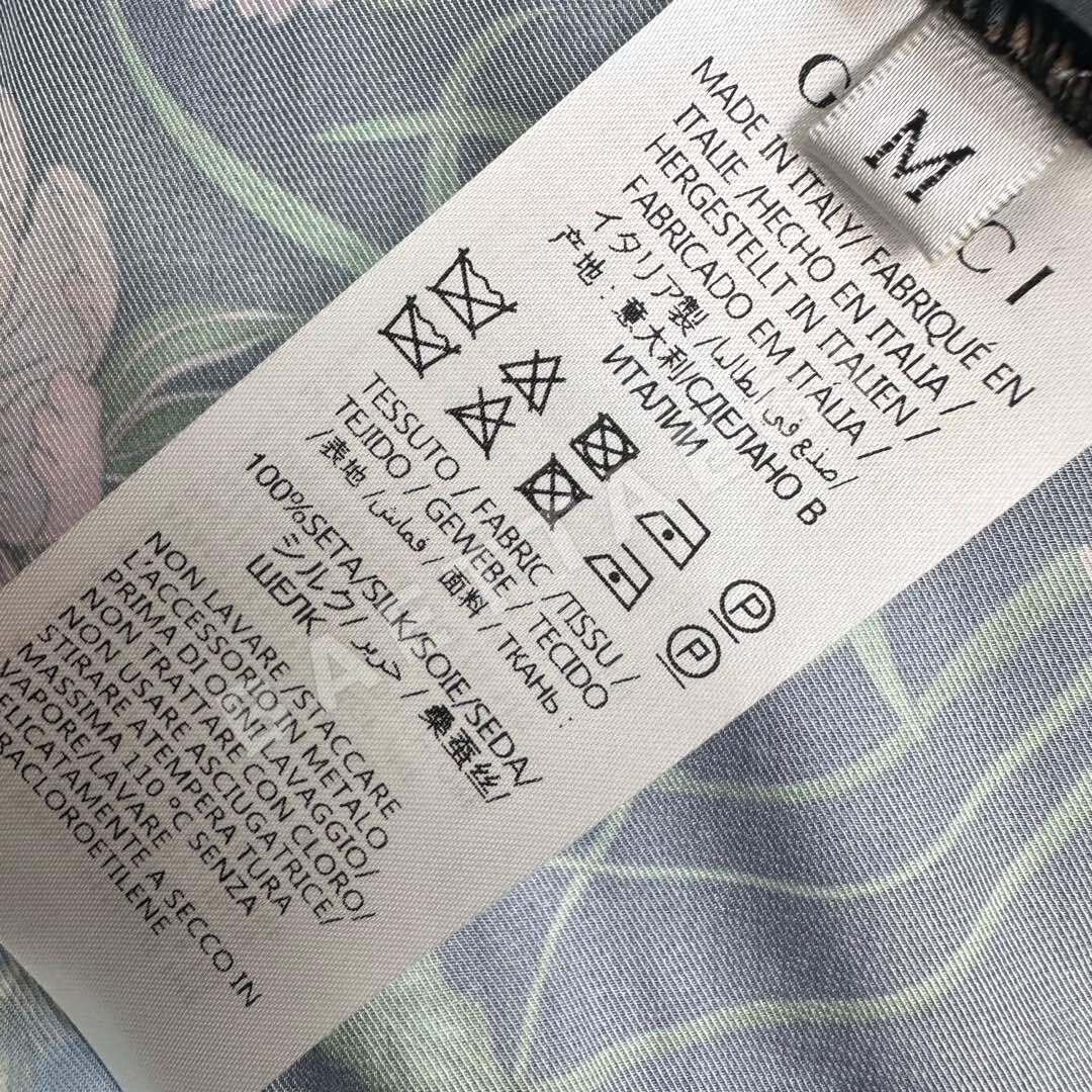 구찌 플리츠 레이스 실크 프린트 원피스 상세 이미지 9