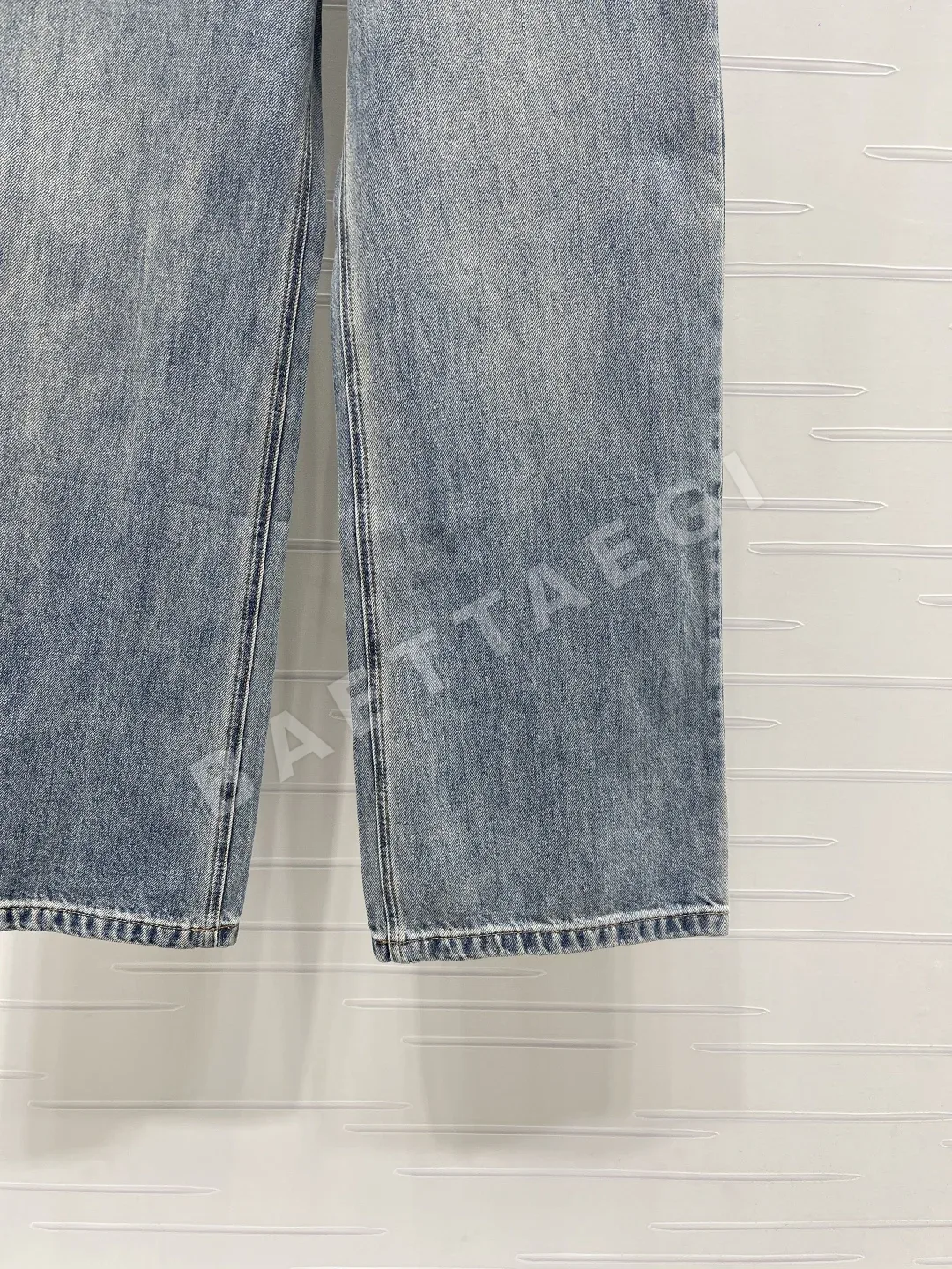 디올 더블 포켓 스트레이트 와이드 레그 코튼 데님 바지 상세 이미지 6