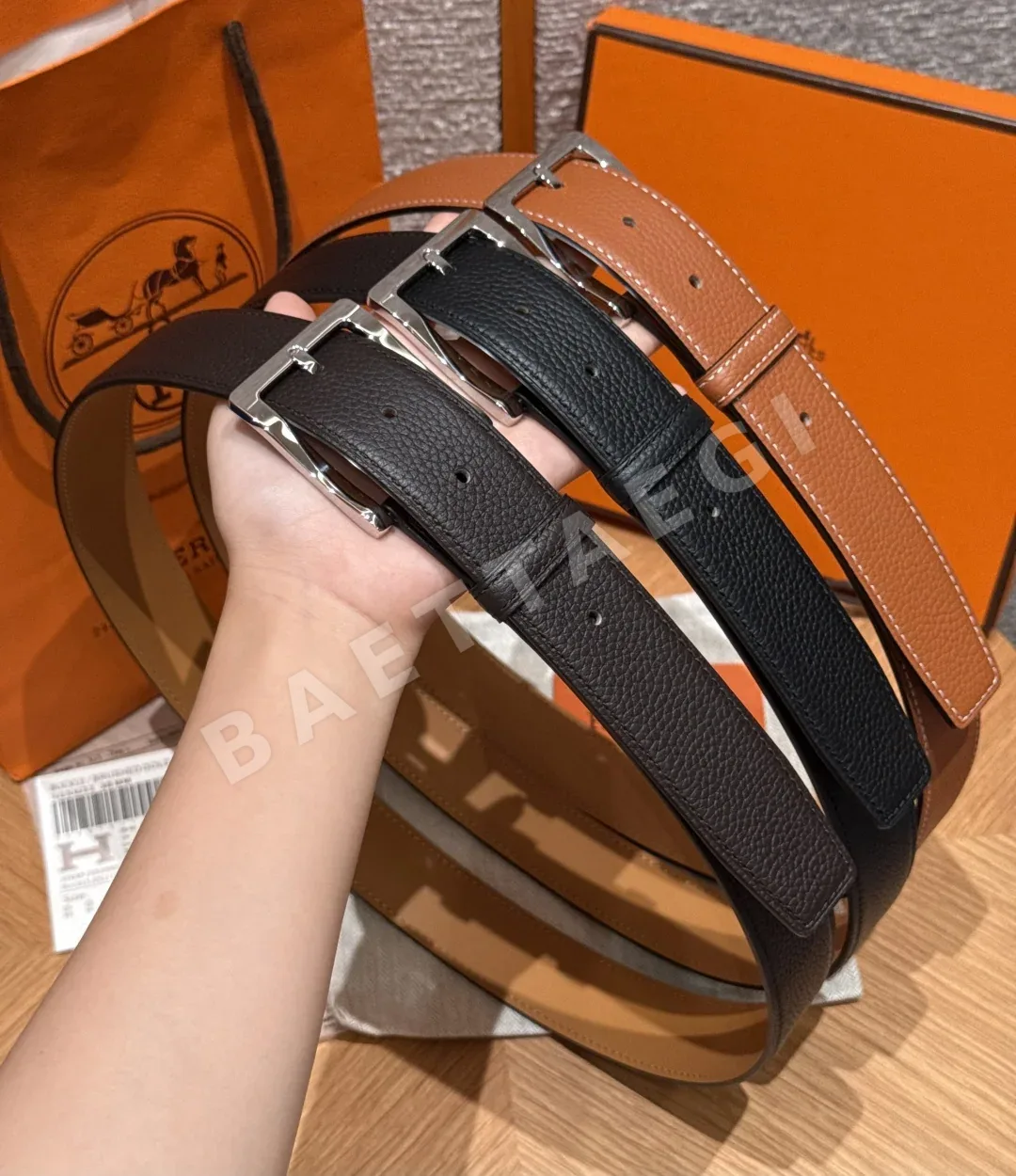 에르메스 카프스킨 35mm 메탈 버클 벨트 177615