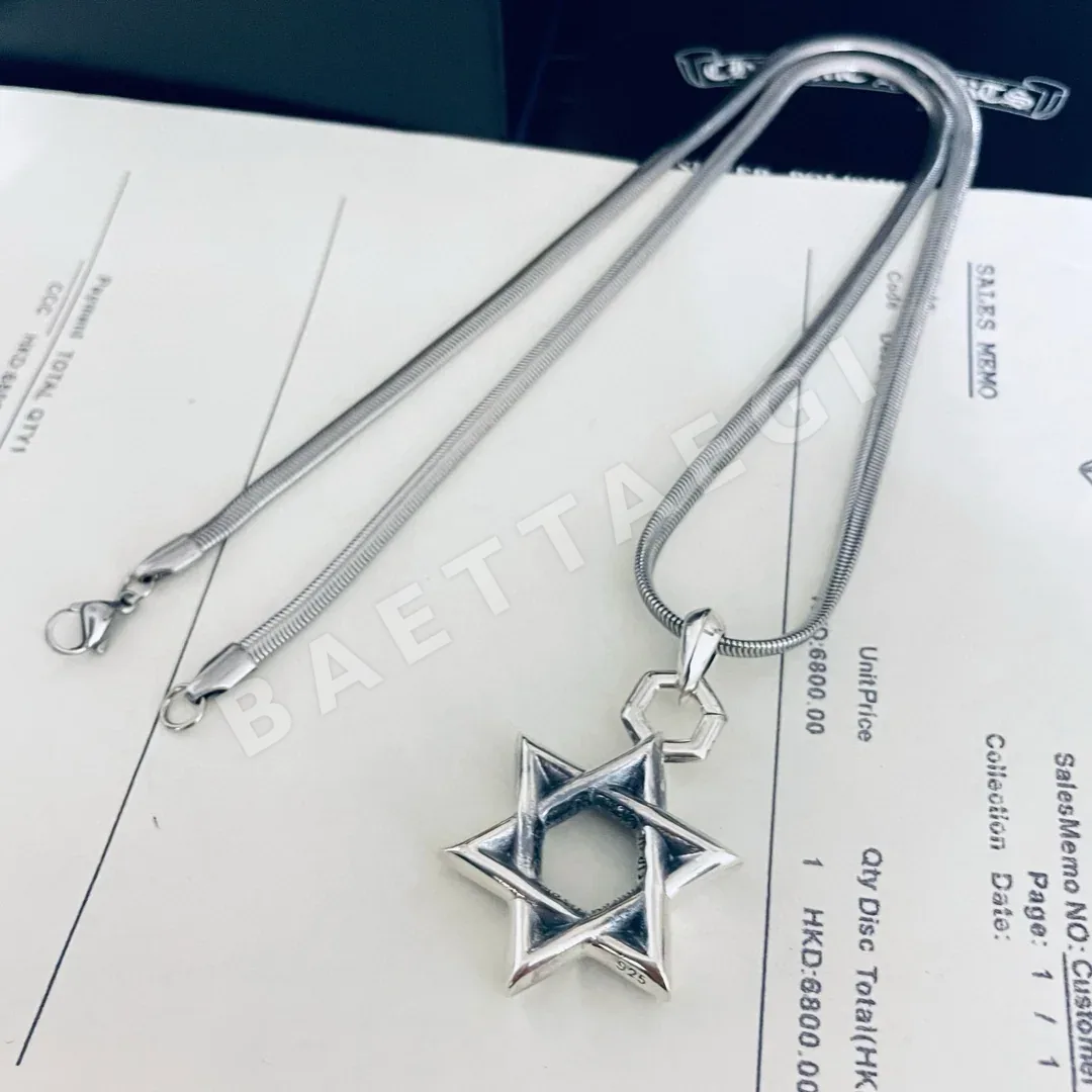 크롬하츠 육각형 펜던트 스네이크스킨 로프 목걸이 상세 이미지 3