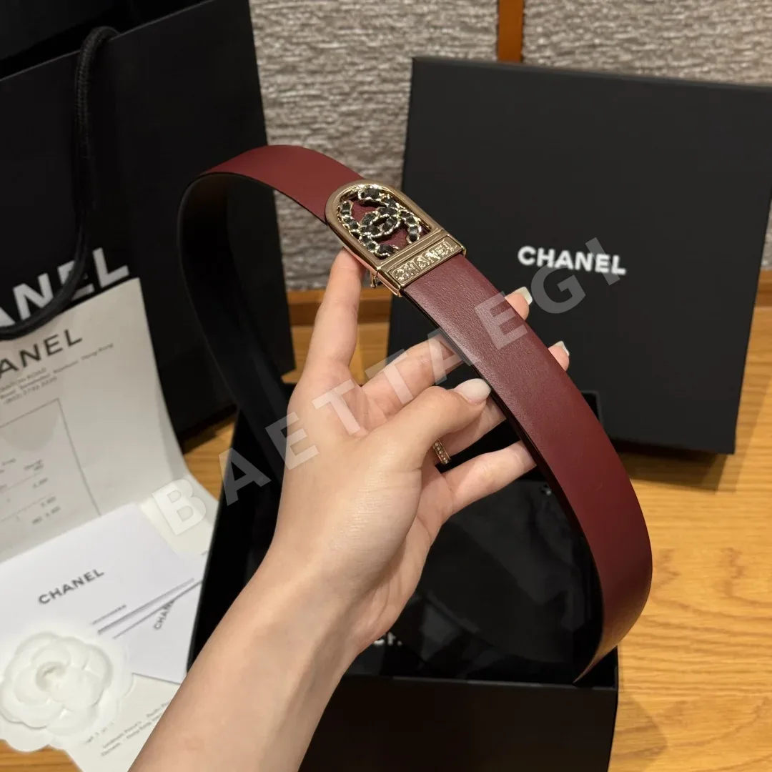 샤넬 송아지가죽 더블 C 로고 양면 벨트 상세 이미지 5