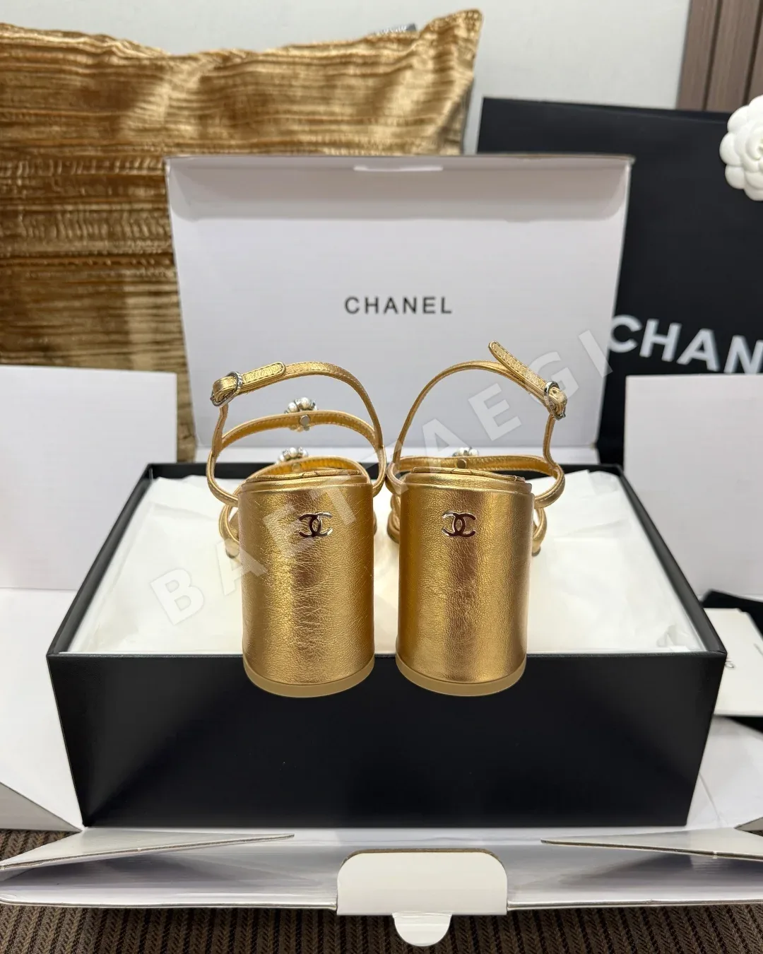 샤넬 카멜리아 장식 하이힐 샌들 상세 이미지 8