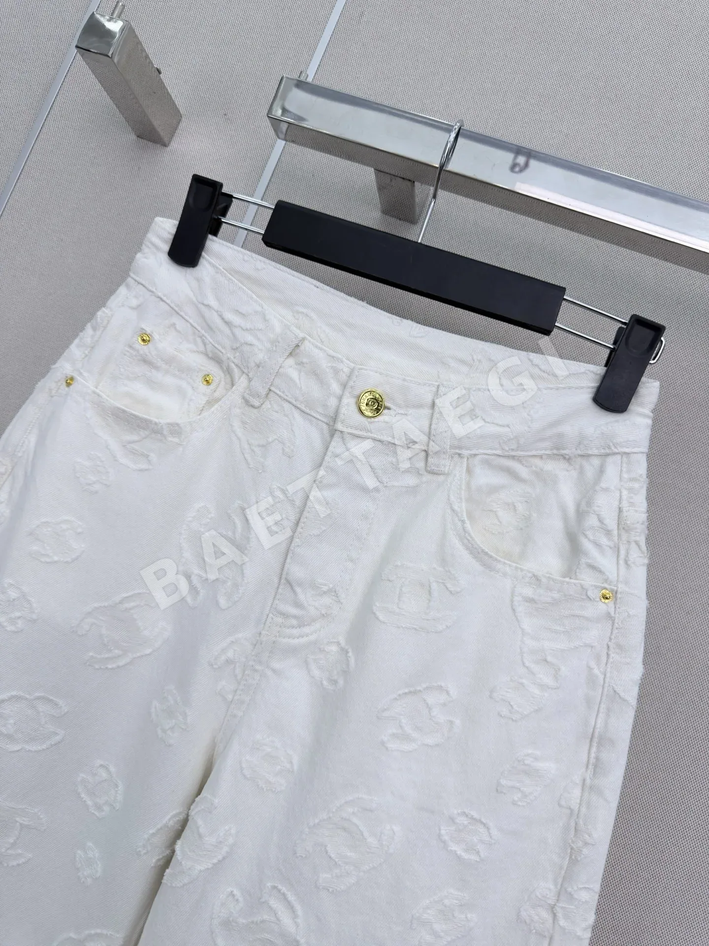 샤넬 더블 C 로고 자카드 와이드 레그 바지 상세 이미지 4
