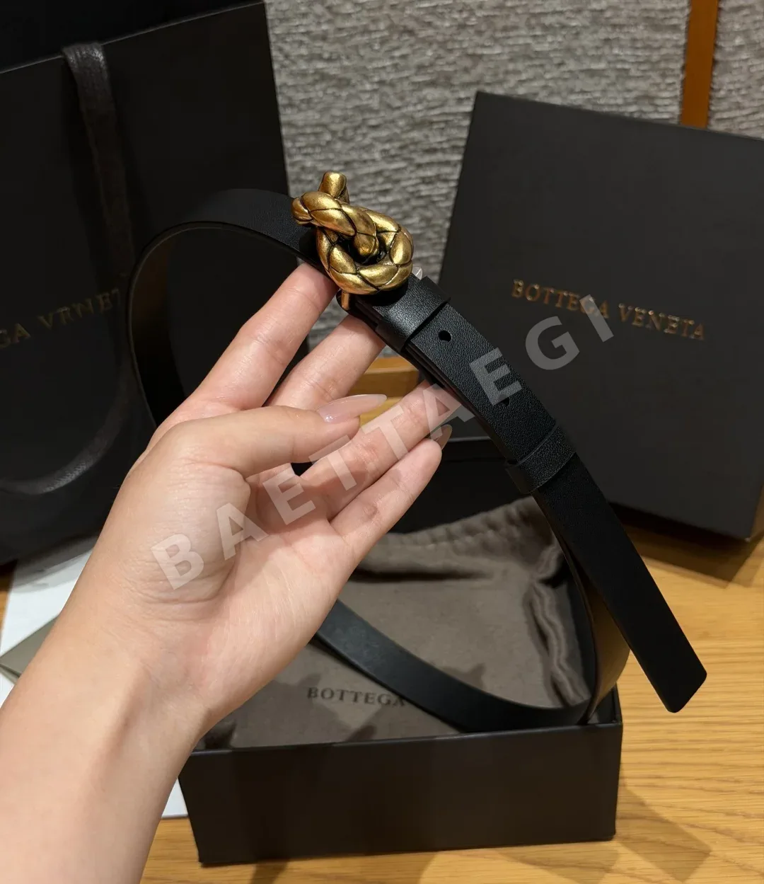 보테가베네타 로프 노트 가죽 벨트 상세 이미지 3