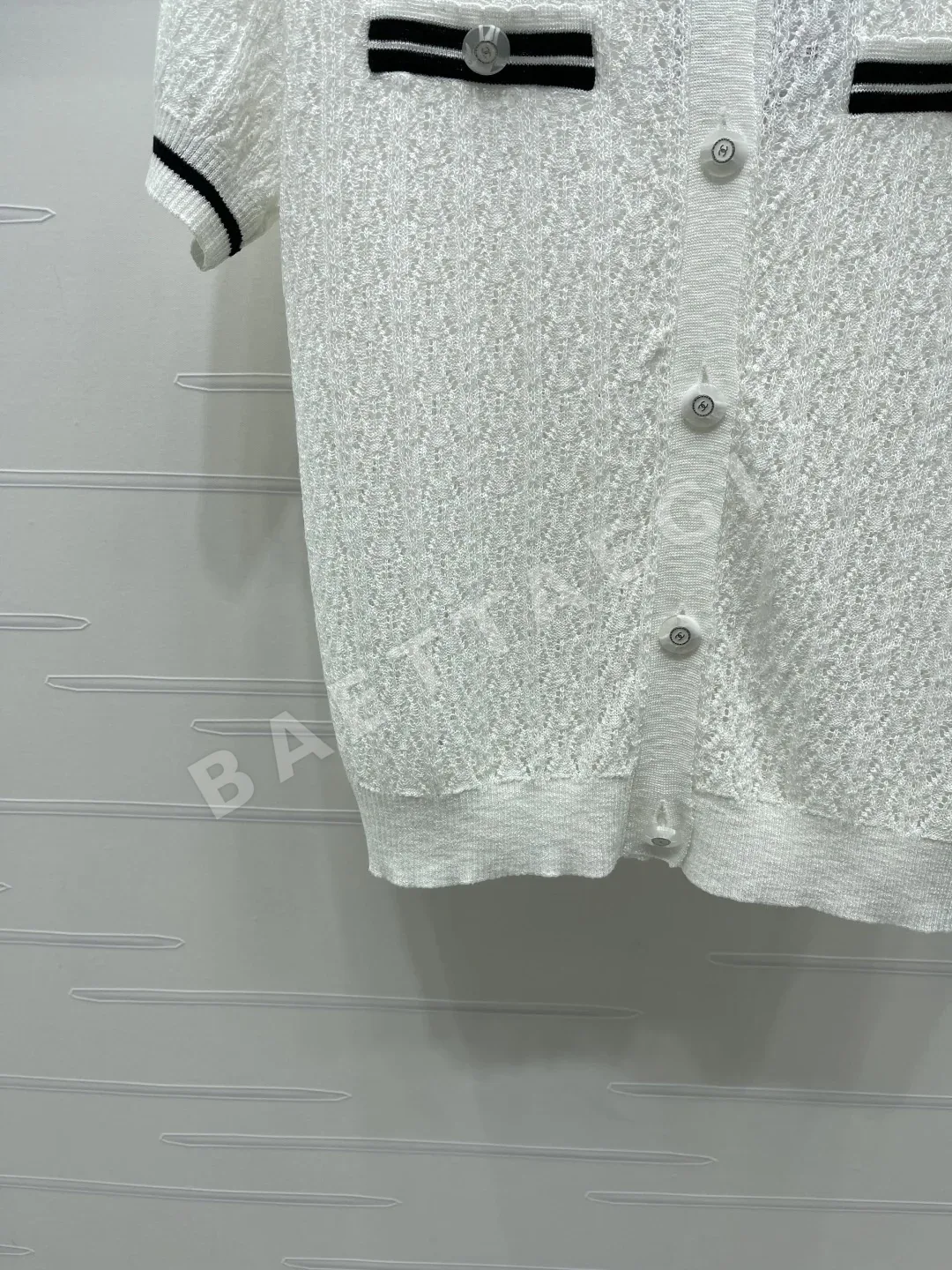 샤넬 컬러 블록 카라 폴로 니트 반팔 티셔츠 상세 이미지 5