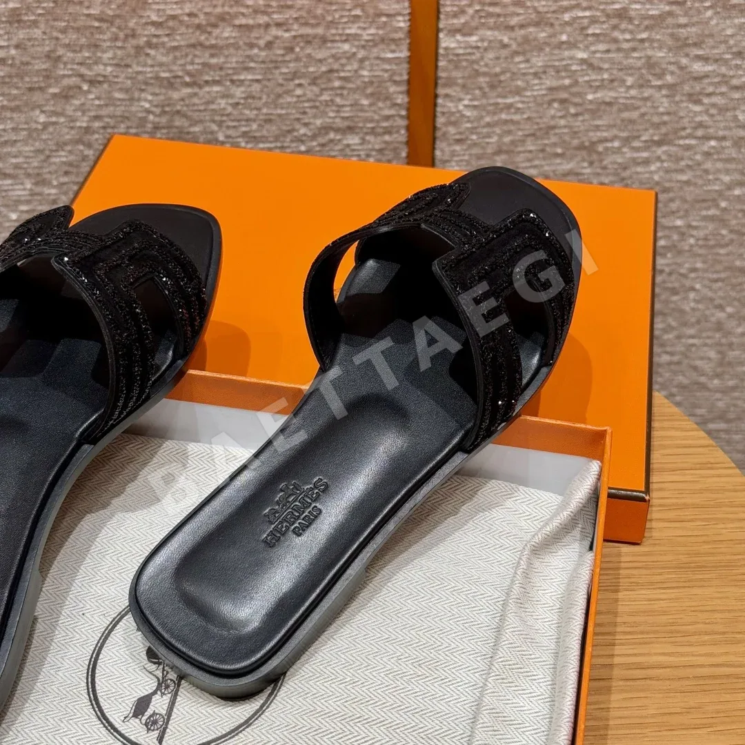 에르메스 오란 샌들 블랙 가죽 H 컷아웃 상세 이미지 6