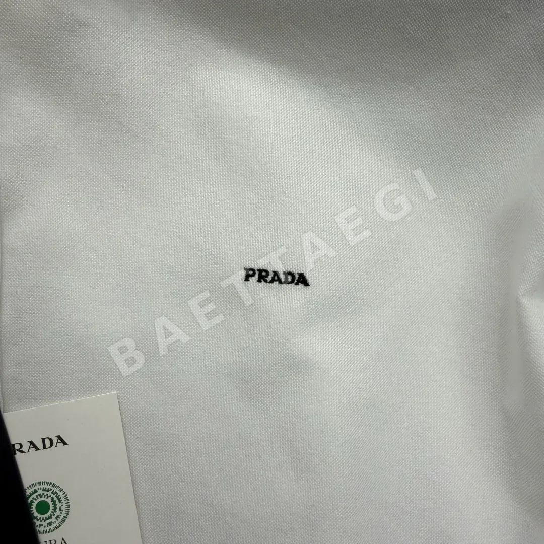 프라다 자수 로고 면 셔츠 긴팔 상세 이미지 8