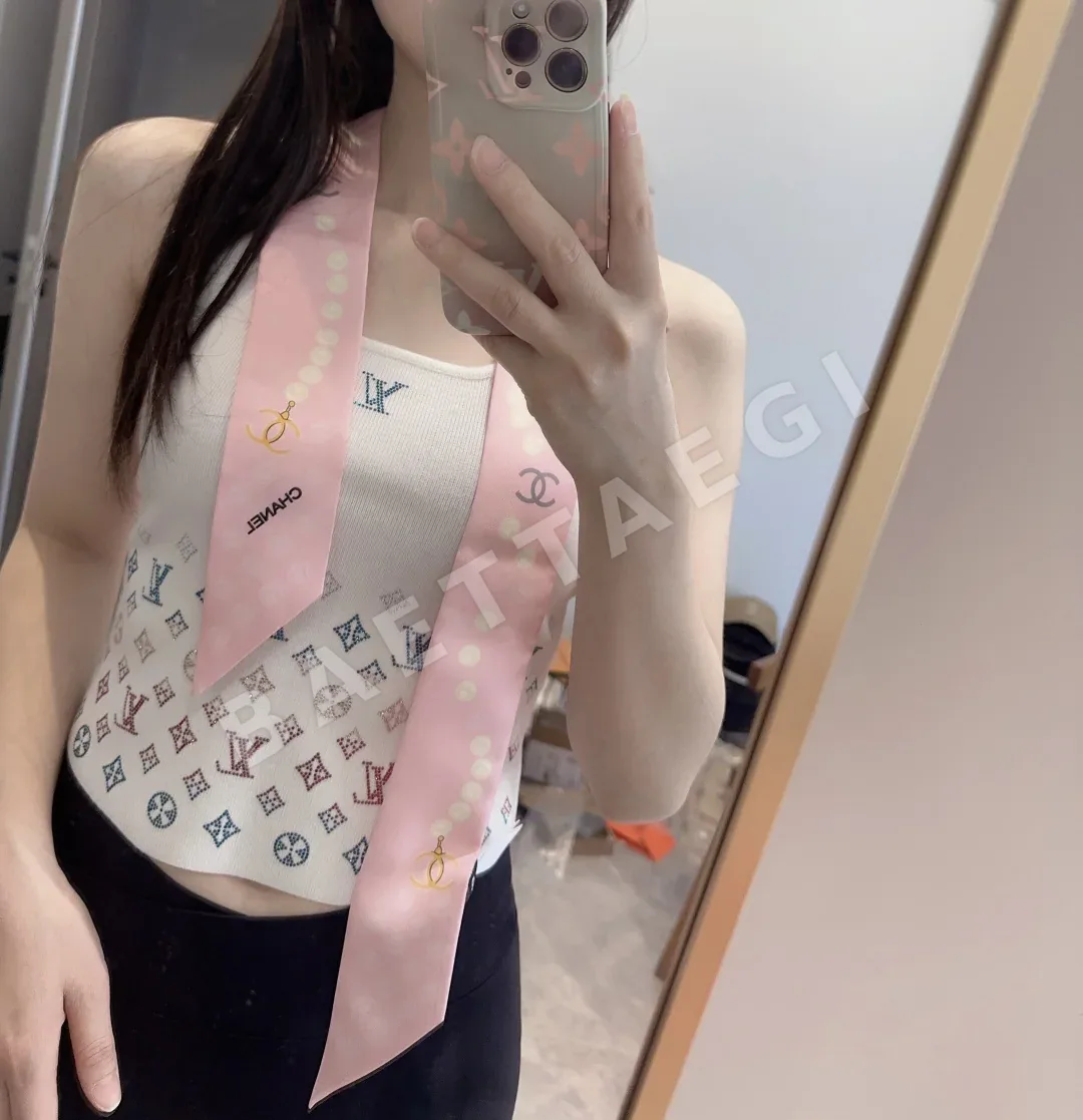 샤넬 양면 트윌 실크 스카프 헤어밴드 리본 상세 이미지 1
