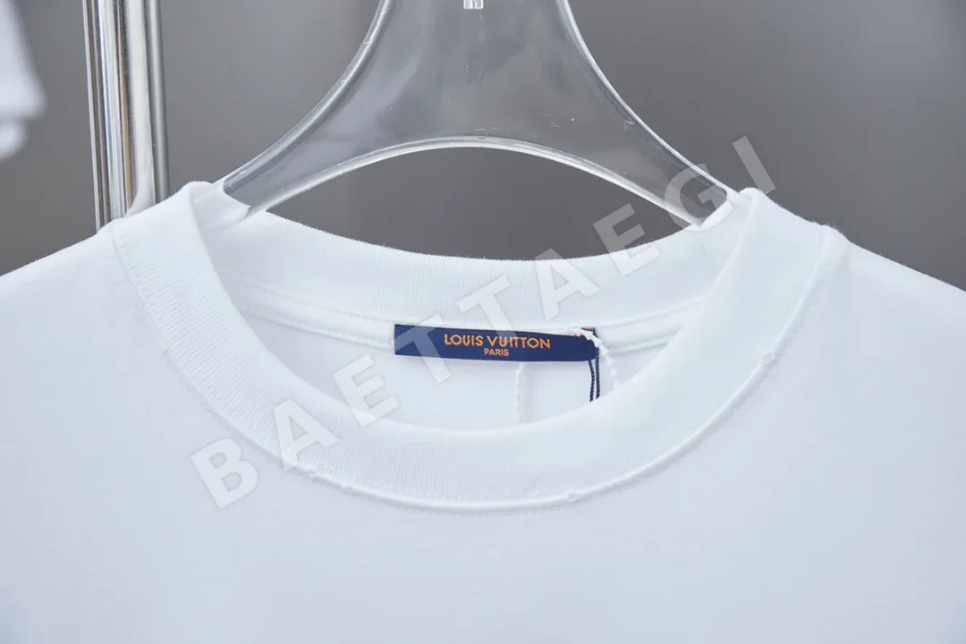 루이비통 데님 패치워크 자수 남성 반팔 티셔츠 상세 이미지 3