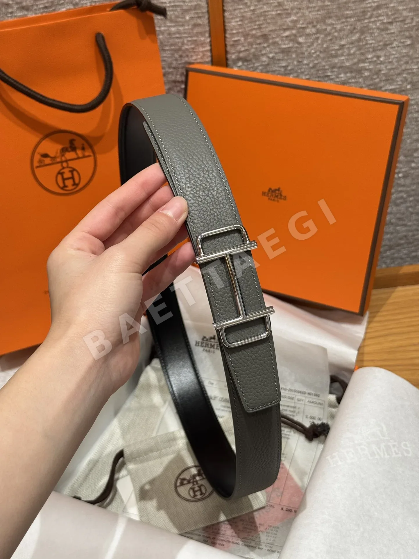 에르메스 리버시블 메탈 버클 남성 벨트 175424