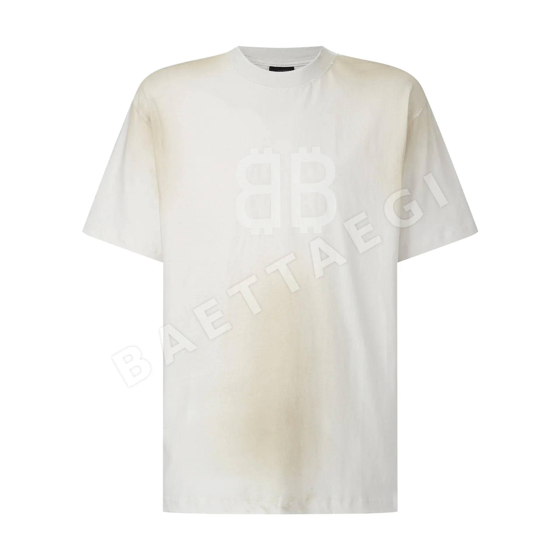 발렌시아가 더블B 앞뒤 진흙 물들임 남성 반팔 셔츠 49020