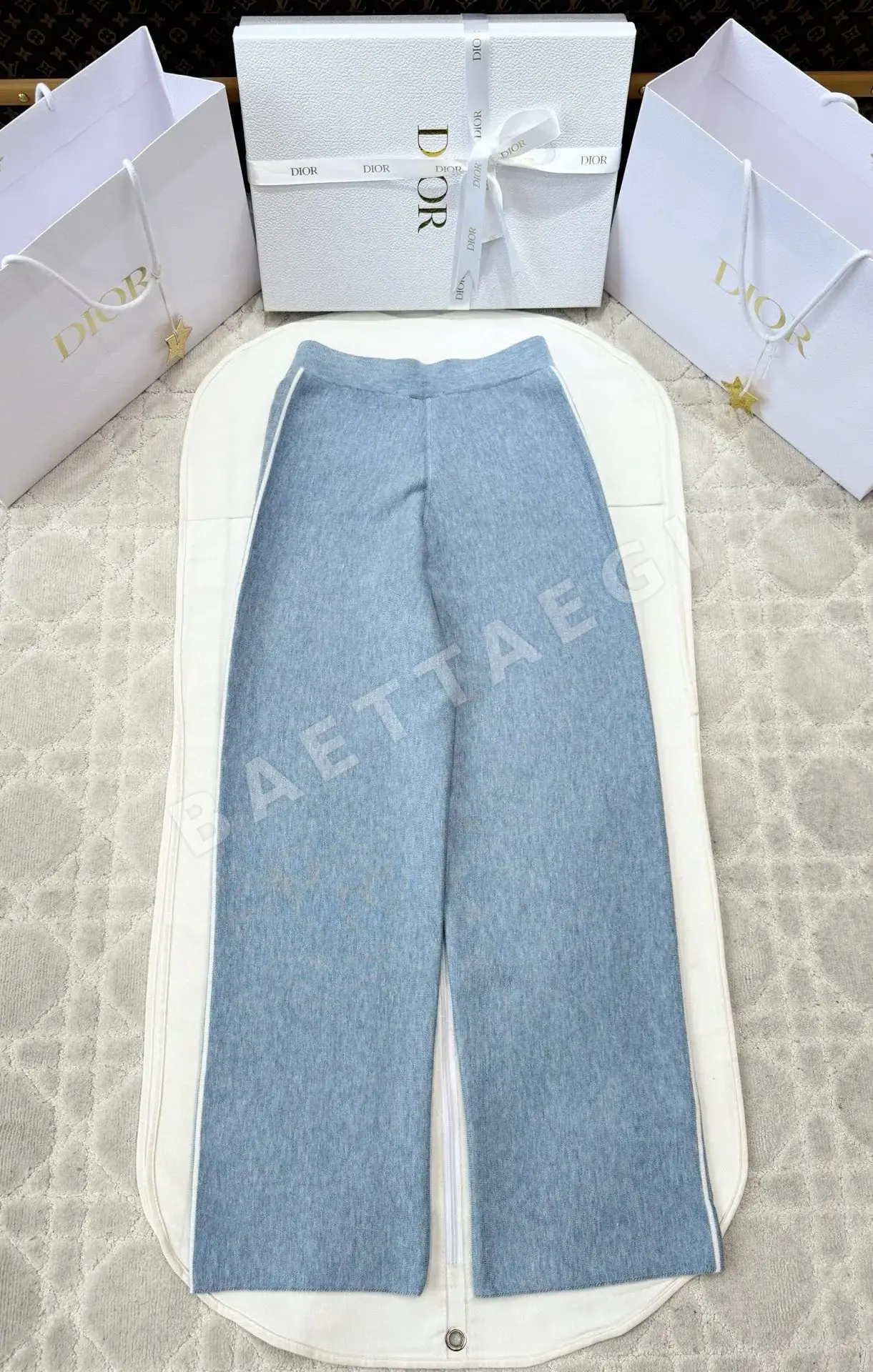 디올 양면 캐시미어 울 프린트 바지 상세 이미지 3