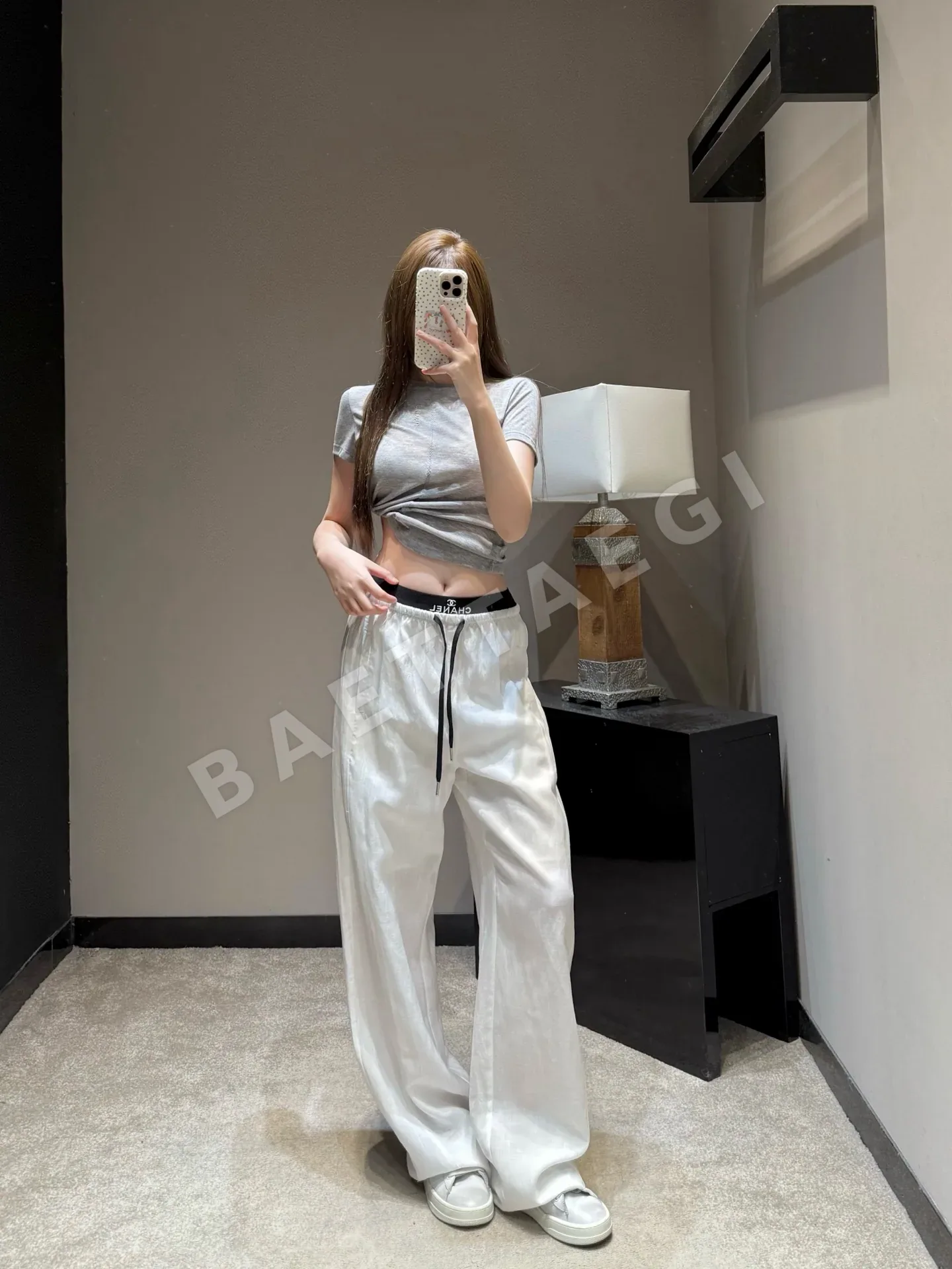 샤넬 린넨 혼방 와이드 바지 상세 이미지 5