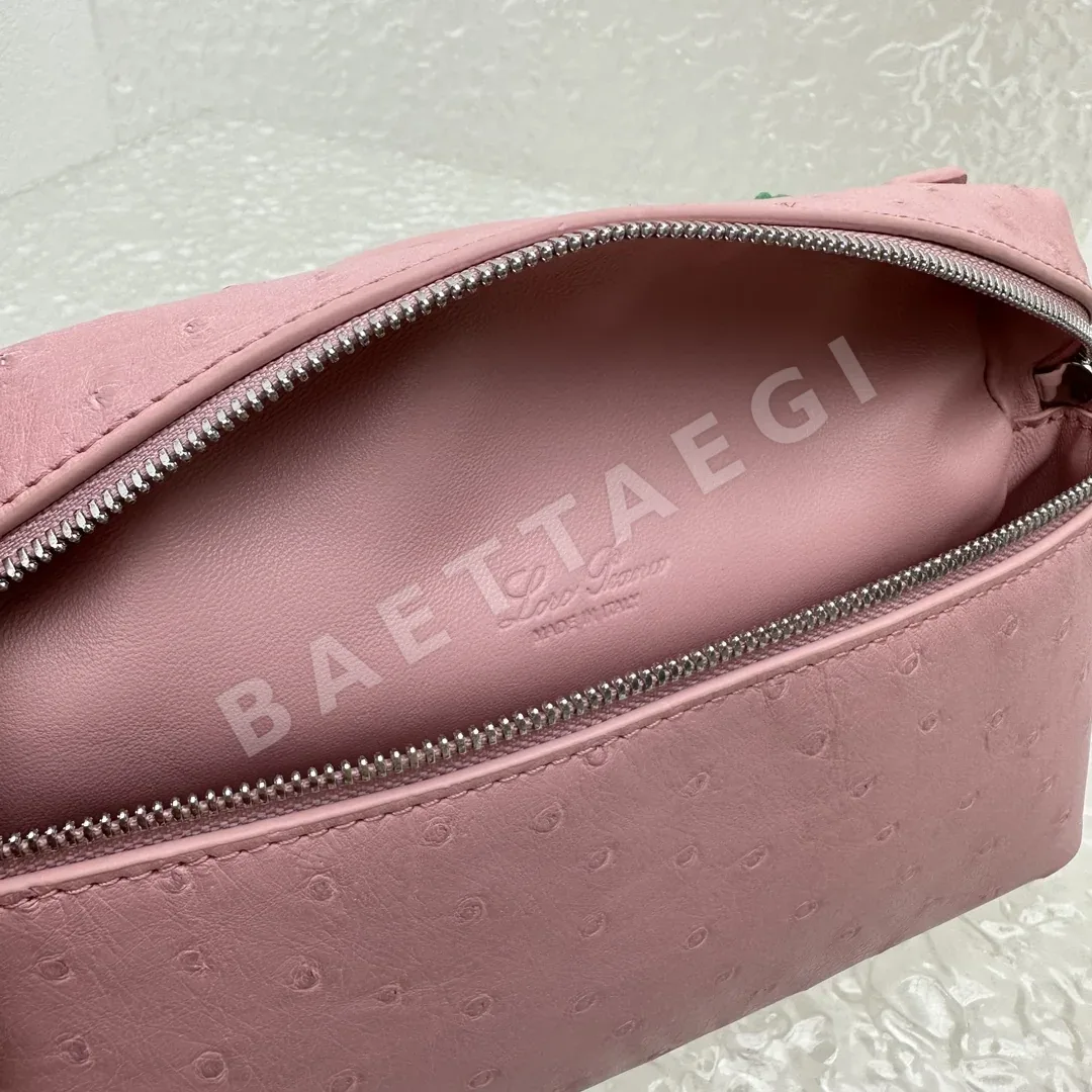 로로피아나 핑크 타조가죽 미니 숄더백 상세 이미지 9
