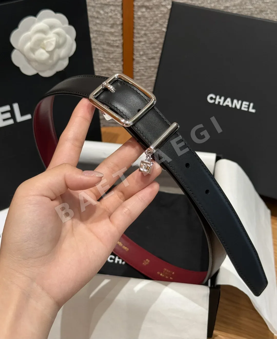 샤넬 더블 C 메탈 버클 가죽 벨트 상세 이미지 3