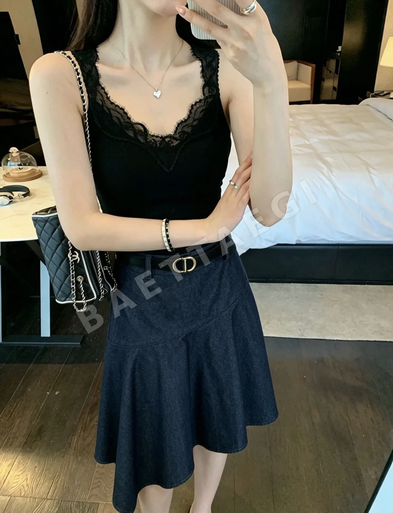 디올 비대칭 데님 미디 스커트 상세 이미지 1