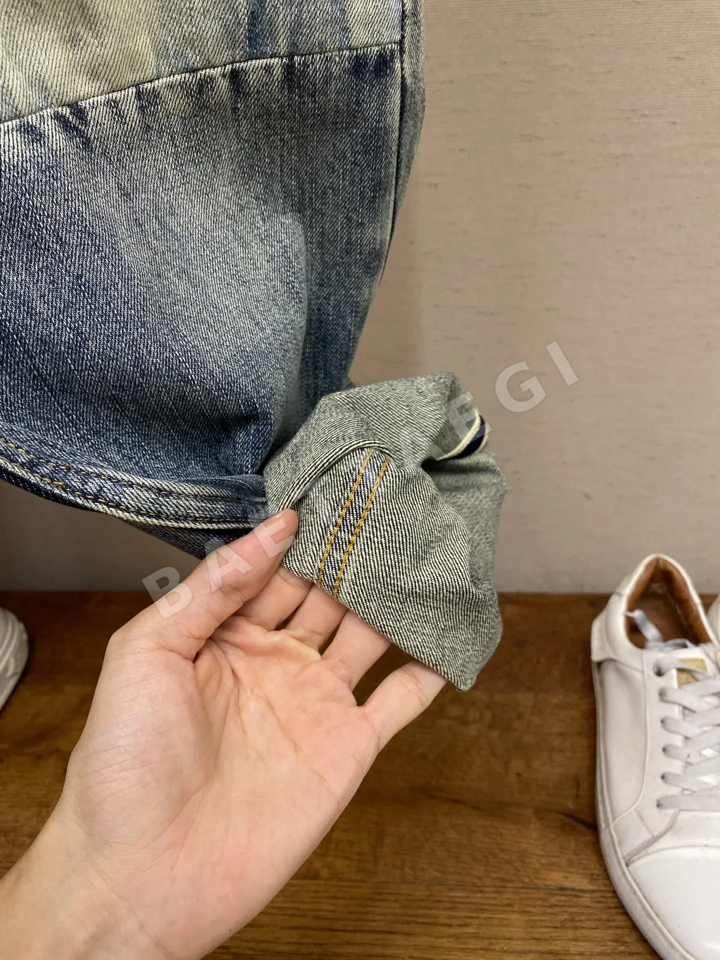 디올 레터 가죽 라벨 로고 패치워크 워시드 진즈 바지 상세 이미지 8