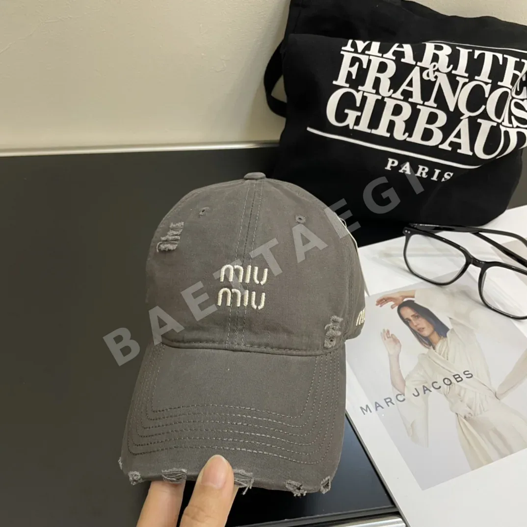 미우미우 무지 자수 베이스볼 캡 상세 이미지 8