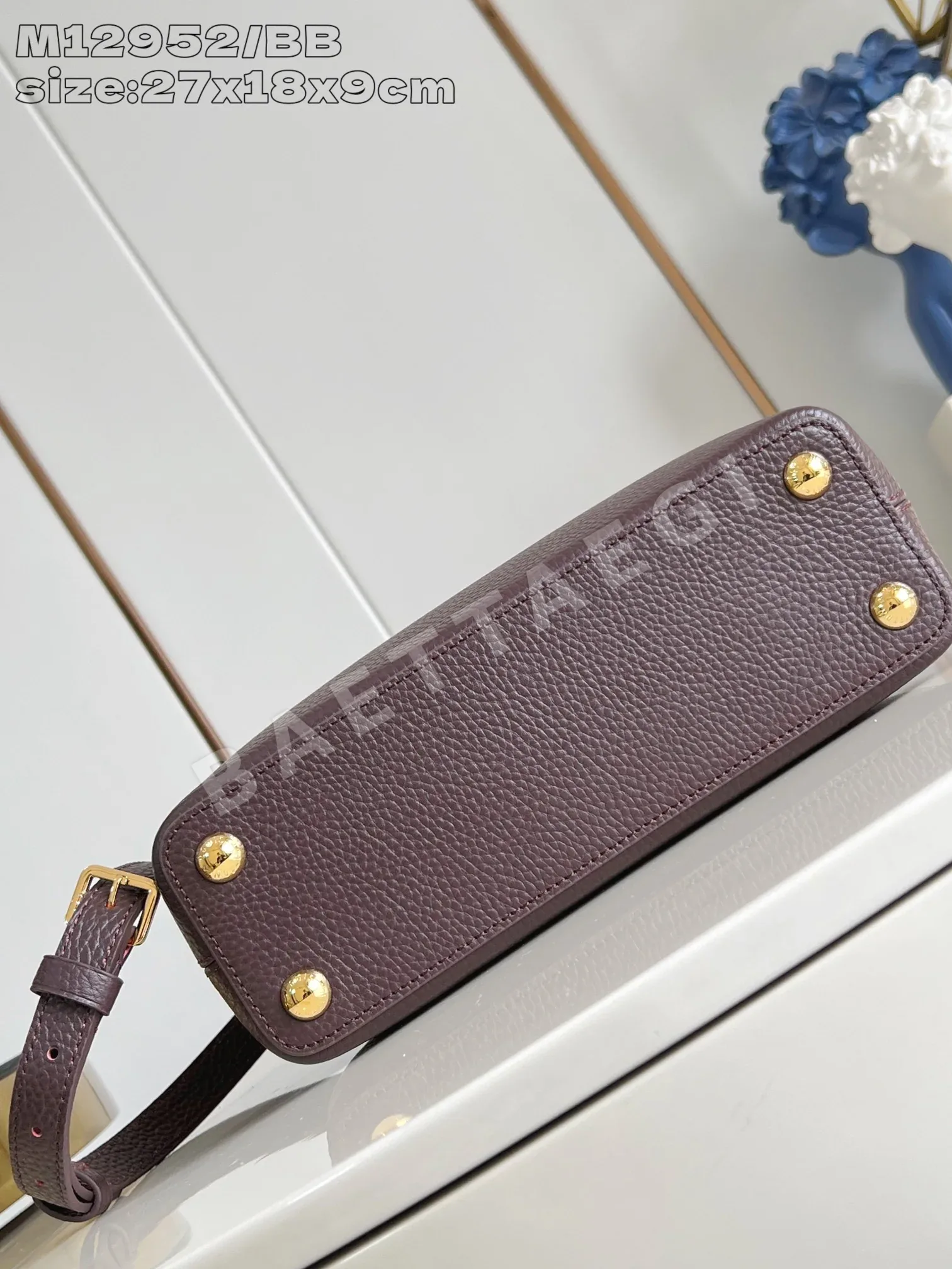 루이비통 M12952 브라운 카푸신 핸드백 스몰 상세 이미지 5