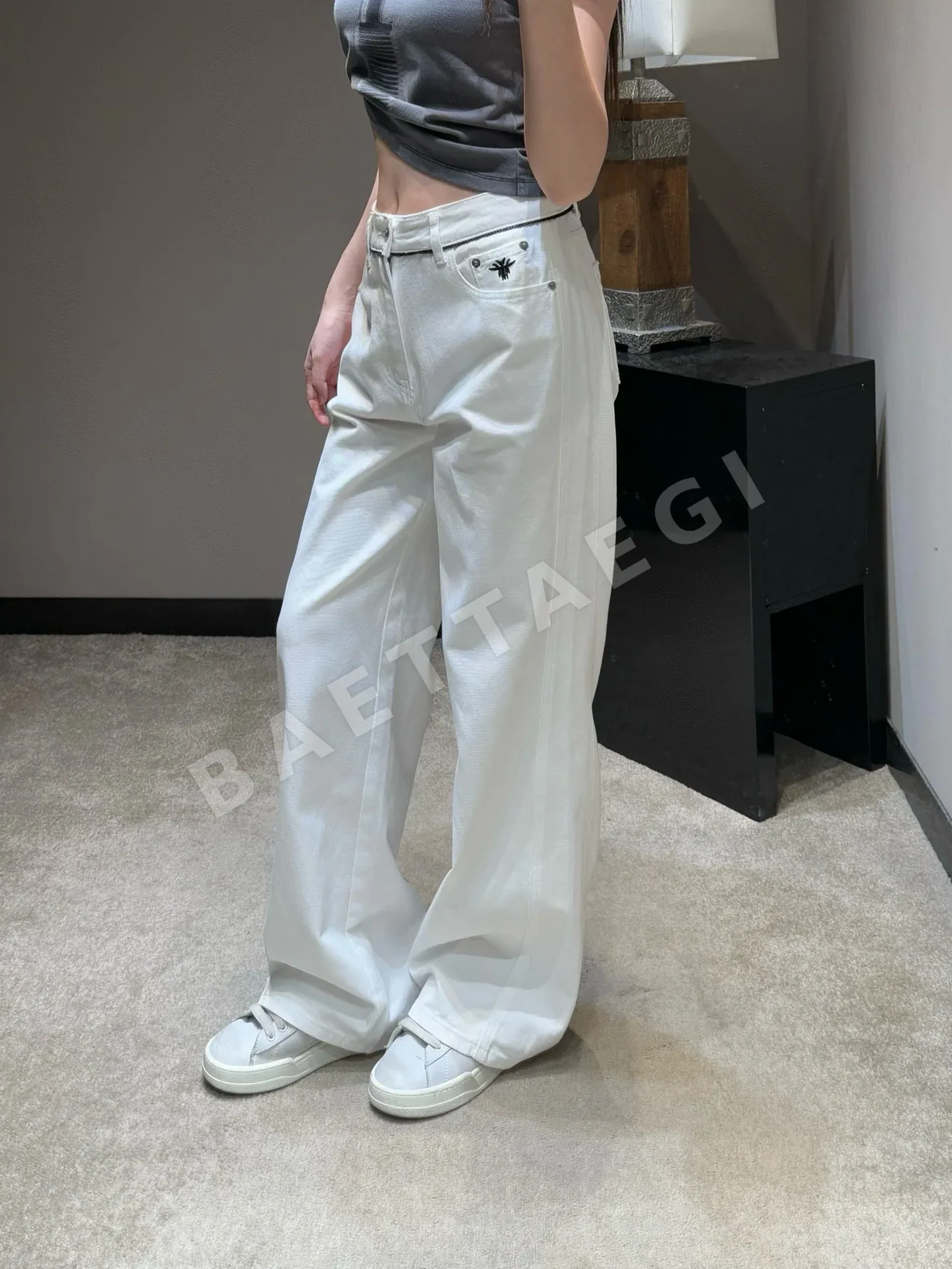 디올 와이드 레그 하이웨스트 데님 바지 상세 이미지 8