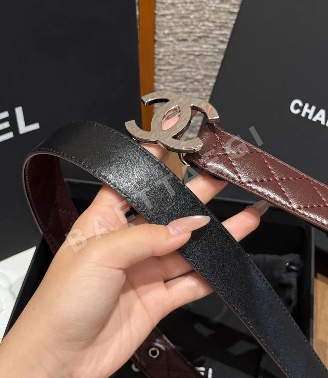 샤넬 퀼팅 램스킨 더블 C 메탈 버클 벨트 상세 이미지 8