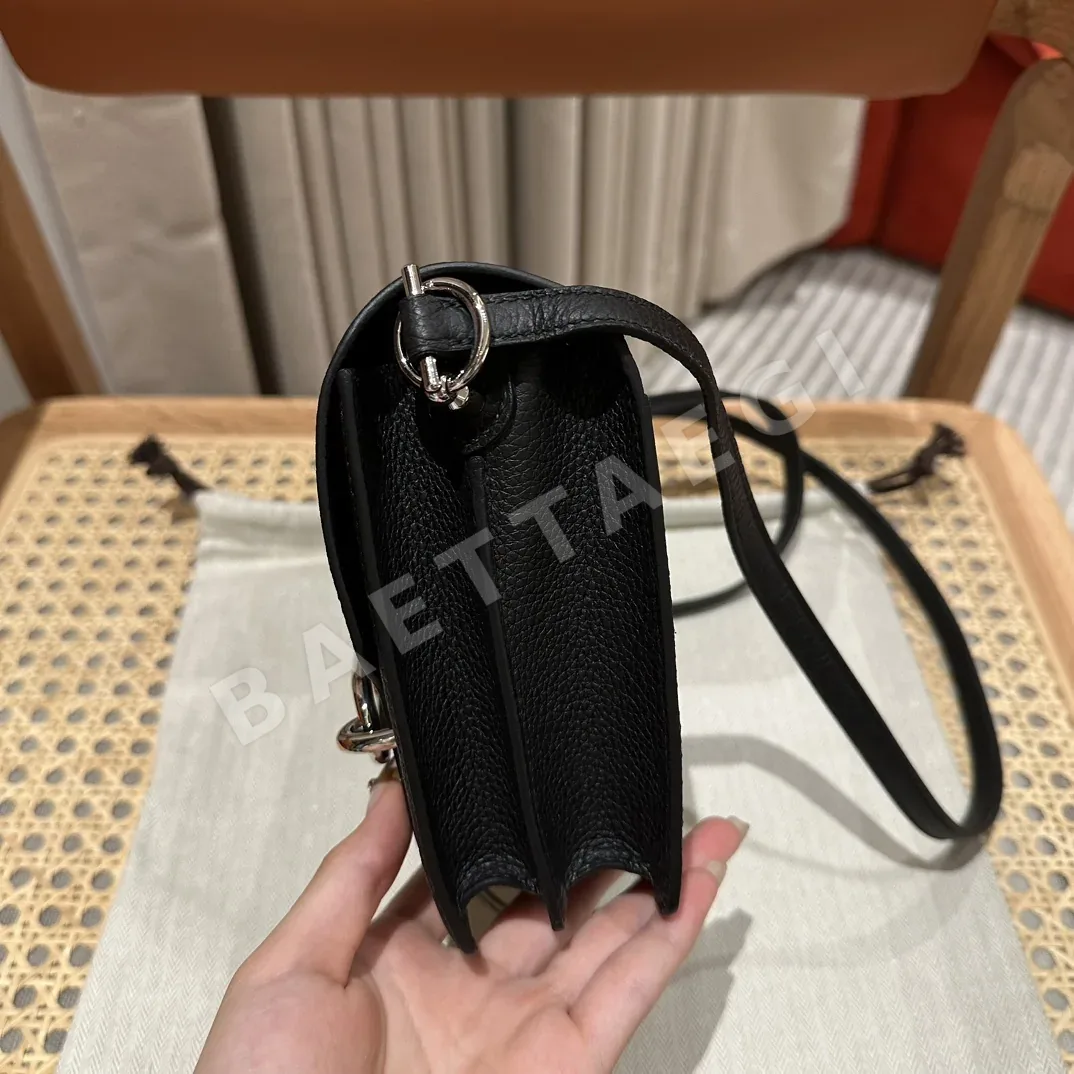 에르메스 토고 실버 장식 블랙 소가죽 핸드백 19 CM 상세 이미지 3