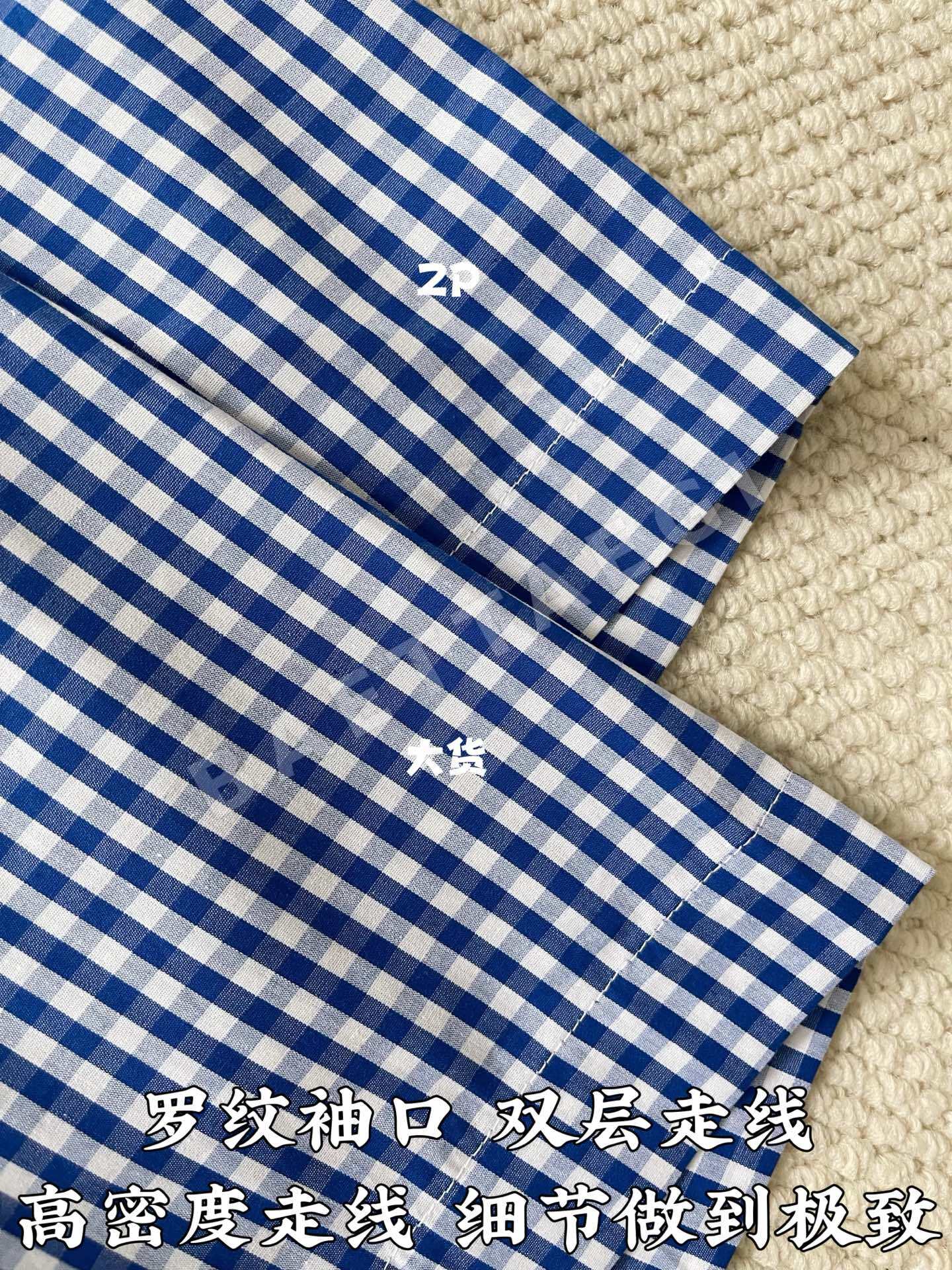 로에베 아나그램 자수 체크 반팔 셔츠 상세 이미지 5
