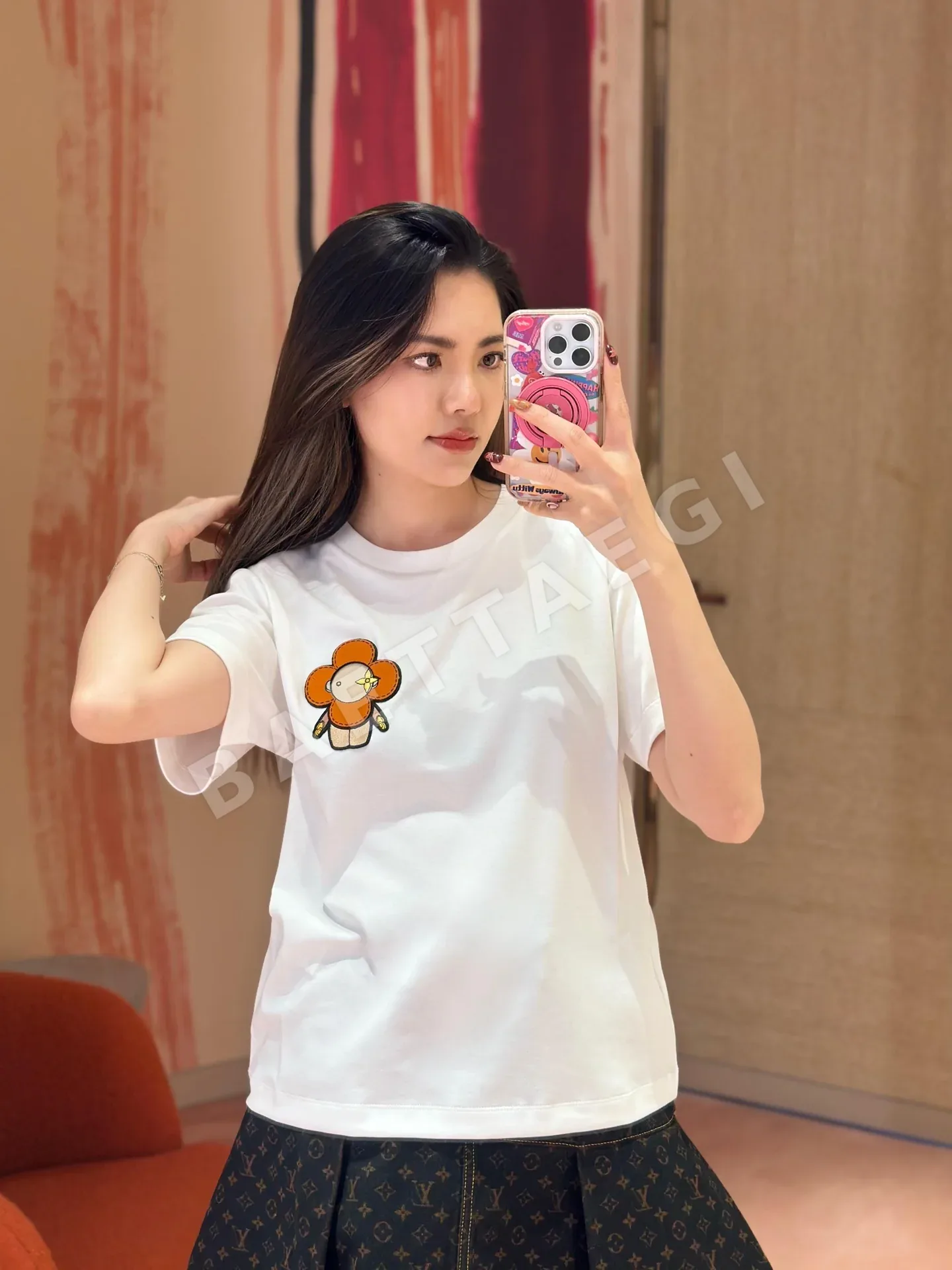 루이비통 칫솔 자수 크루넥 반팔 티셔츠 상세 이미지 3