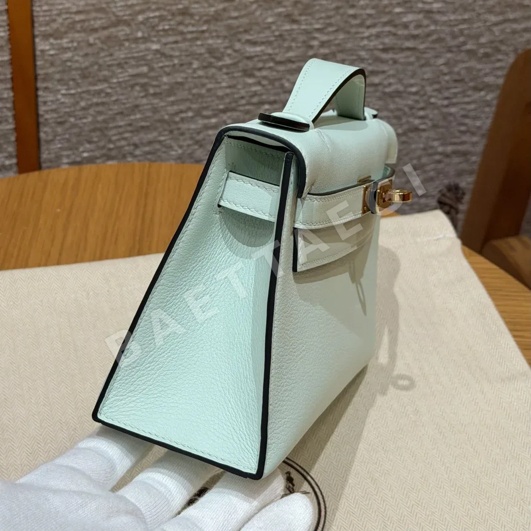 에르메스 켈리 미니 클러치 민트 그린 가죽 가방 상세 이미지 4
