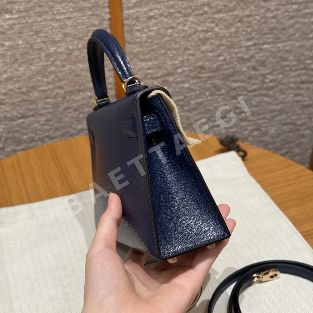 에르메스 켈리 미니 2 사파이어 블루 염소가죽 가방 상세 이미지 4