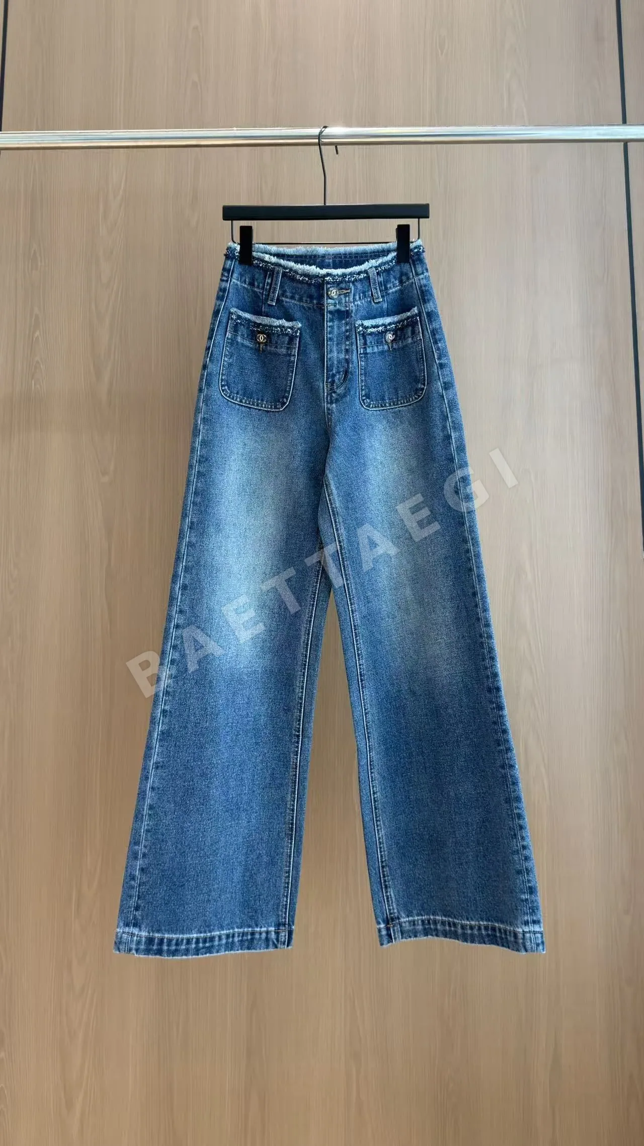 샤넬 더블포켓 프린지 디테일 스트레이트 레그 바지 상세 이미지 2