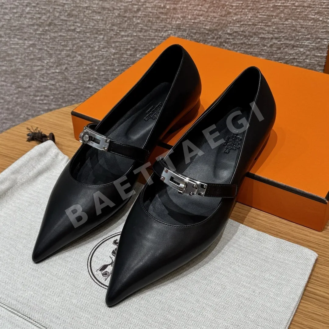 에르메스 키아라 발레리나 블랙 카프스킨 165682