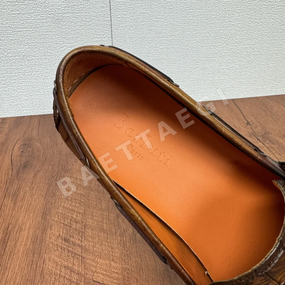 벨루티 로퍼 남성 옐로우브라운 가죽 상세 이미지 7