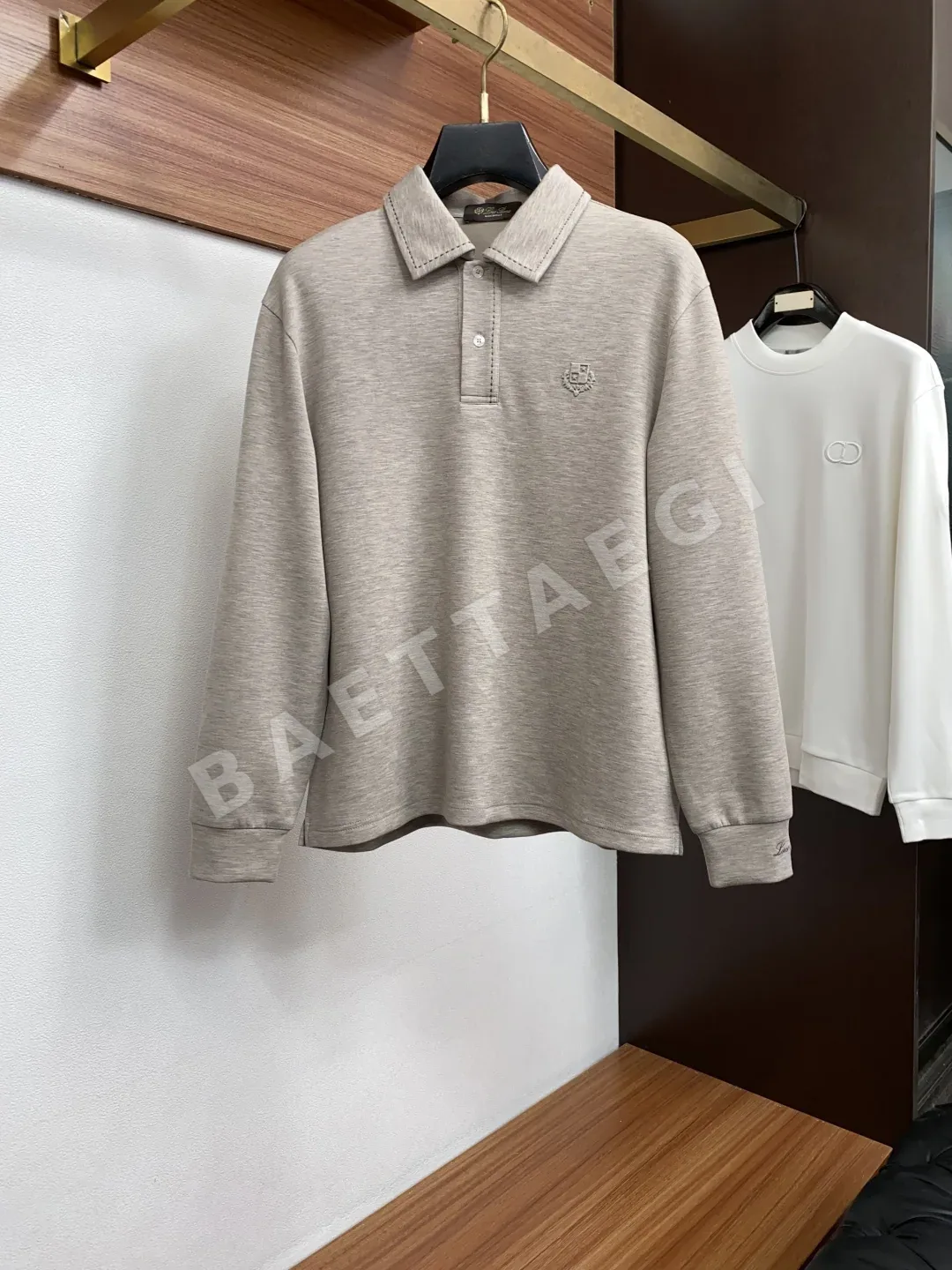로로피아나 울 카라 남성 긴팔 폴로셔츠 207653