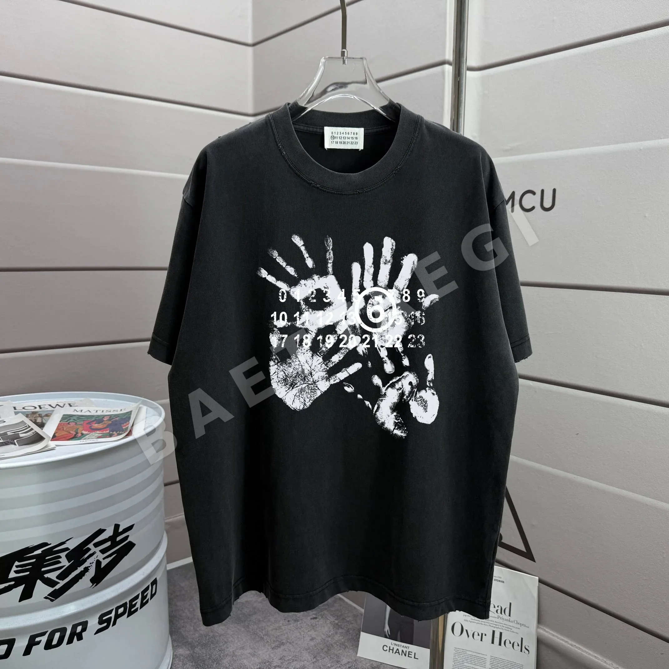 마르지엘라 워시드 데미지 크루넥 반팔 티셔츠 88732