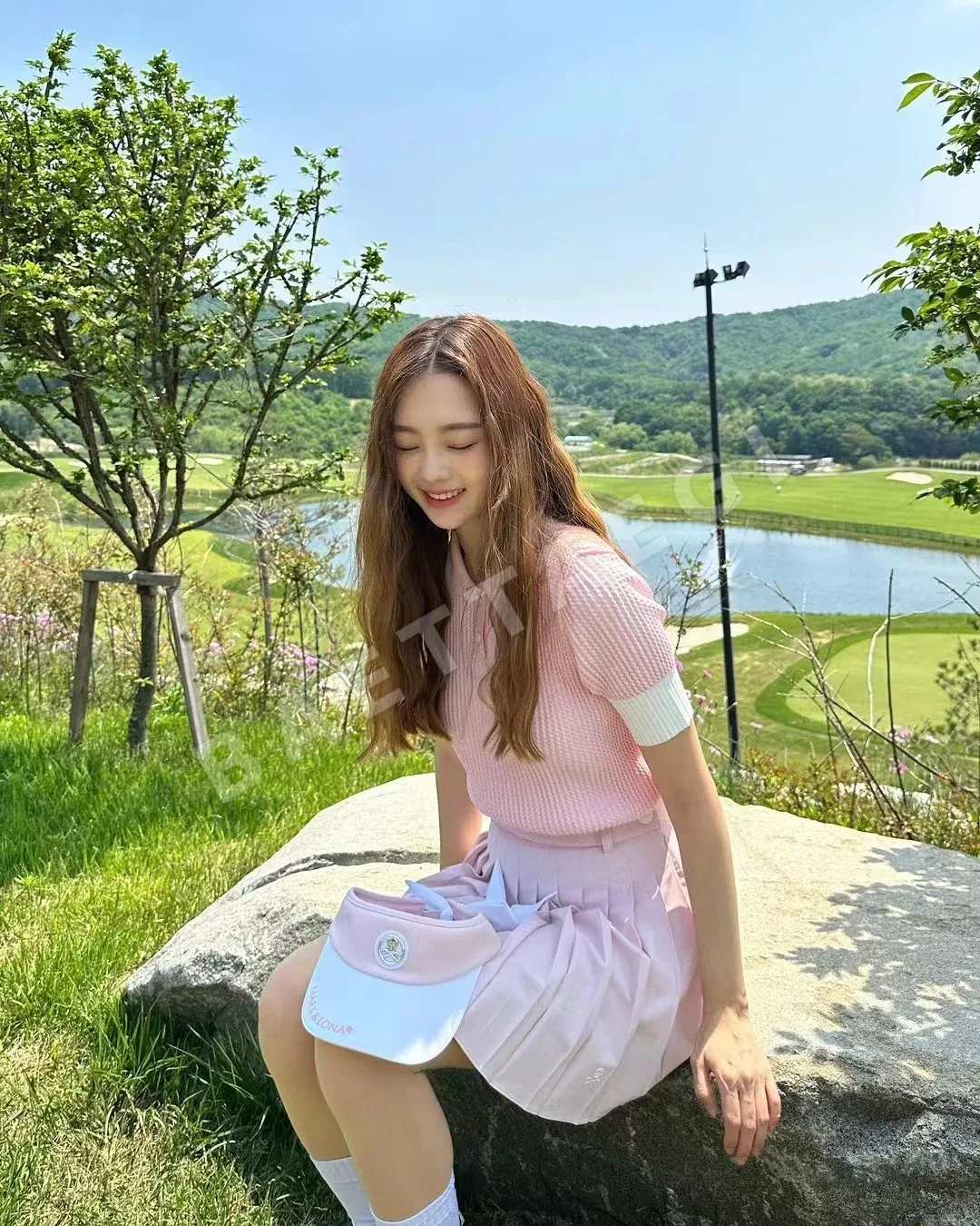 마크앤로나 여성 컬러 블록 니트 반팔 탑 상세 이미지 7