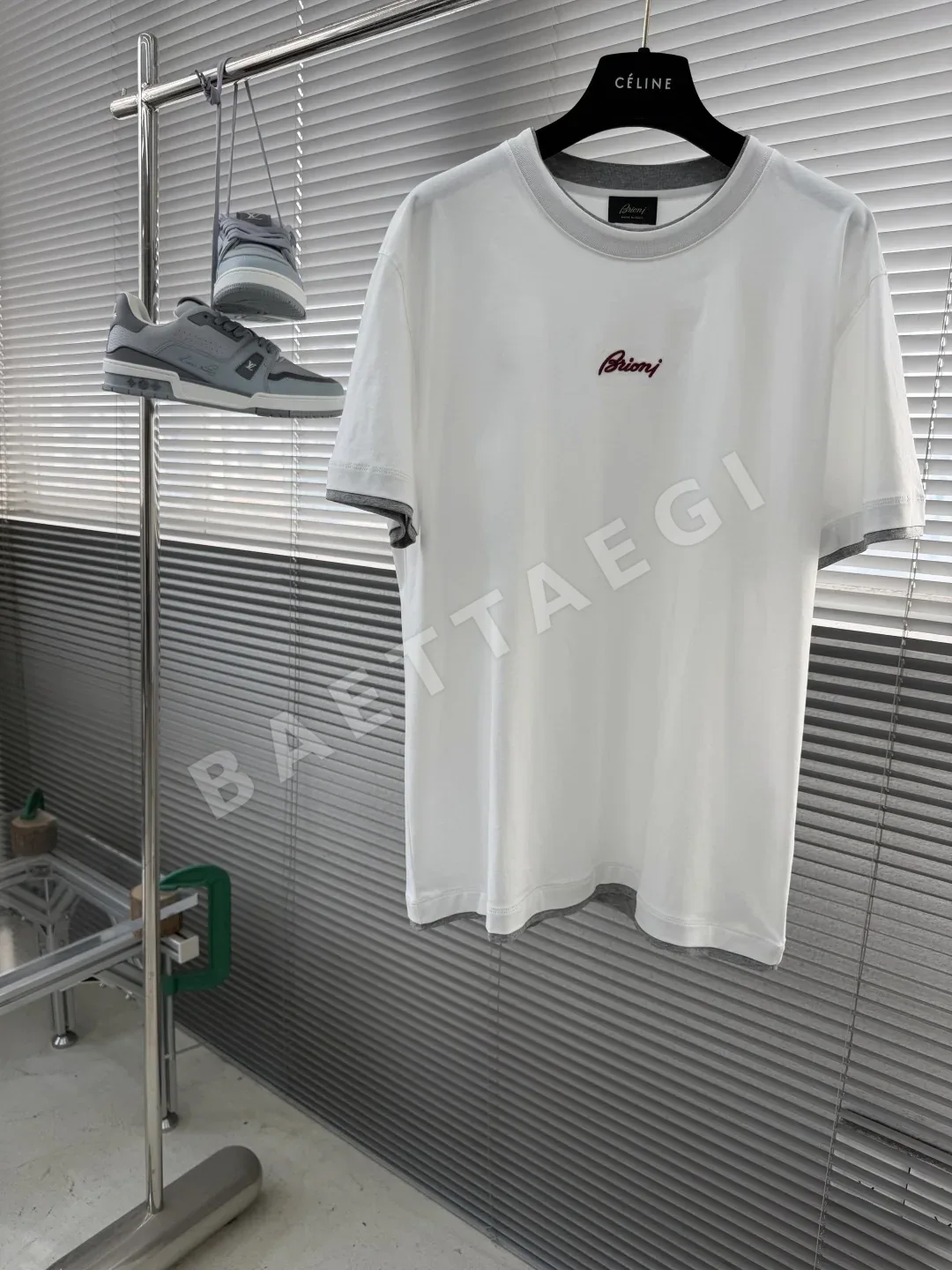 브리오니 자수 로고 텐셀 코튼 반팔 티셔츠 88619