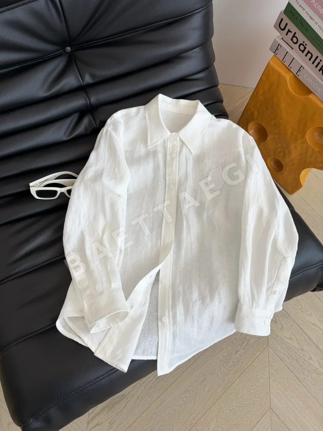 디올 자수 링 배지 린넨 셔츠 상세 이미지 8