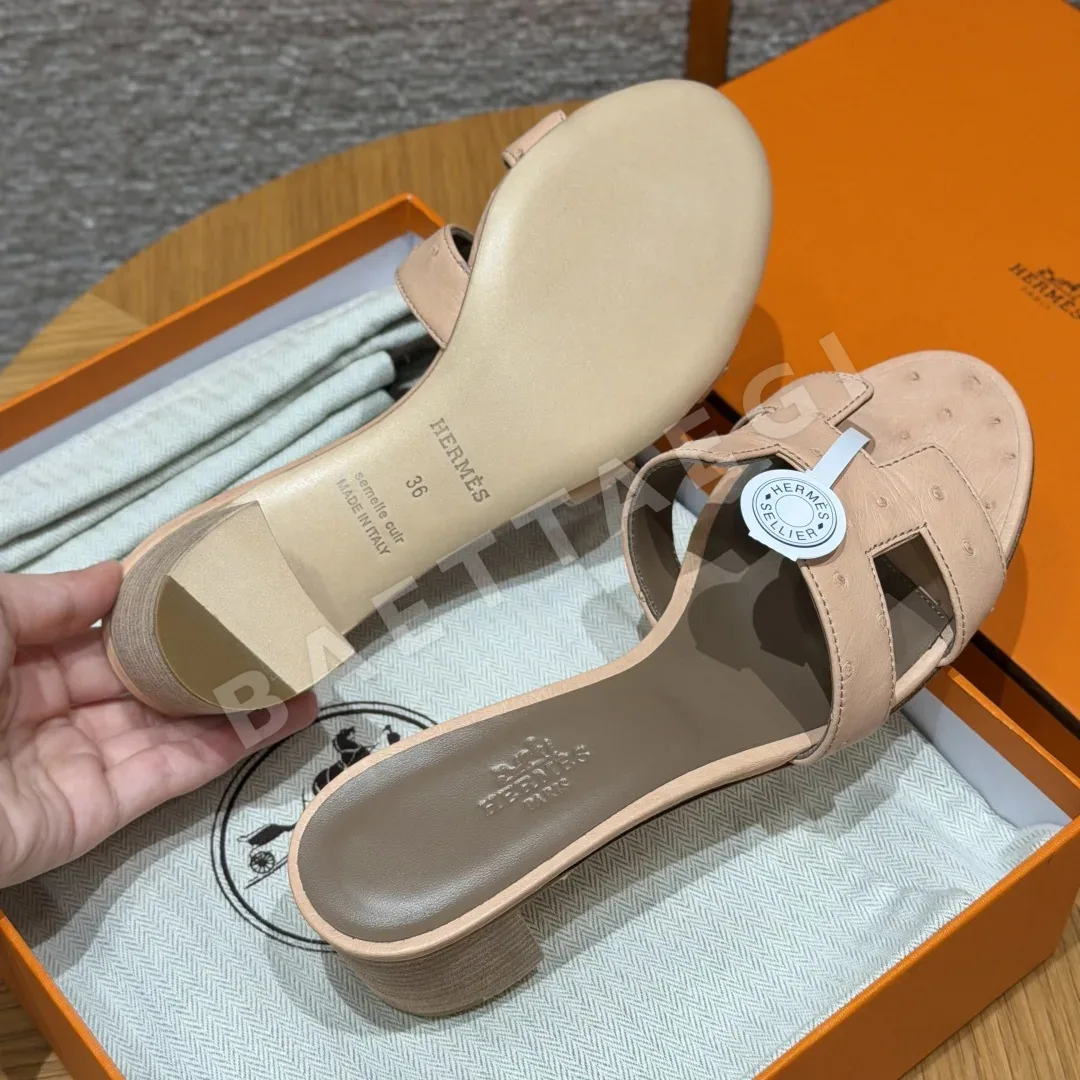 에르메스 오아시스 샌들 로즈파우더 가죽 상세 이미지 6