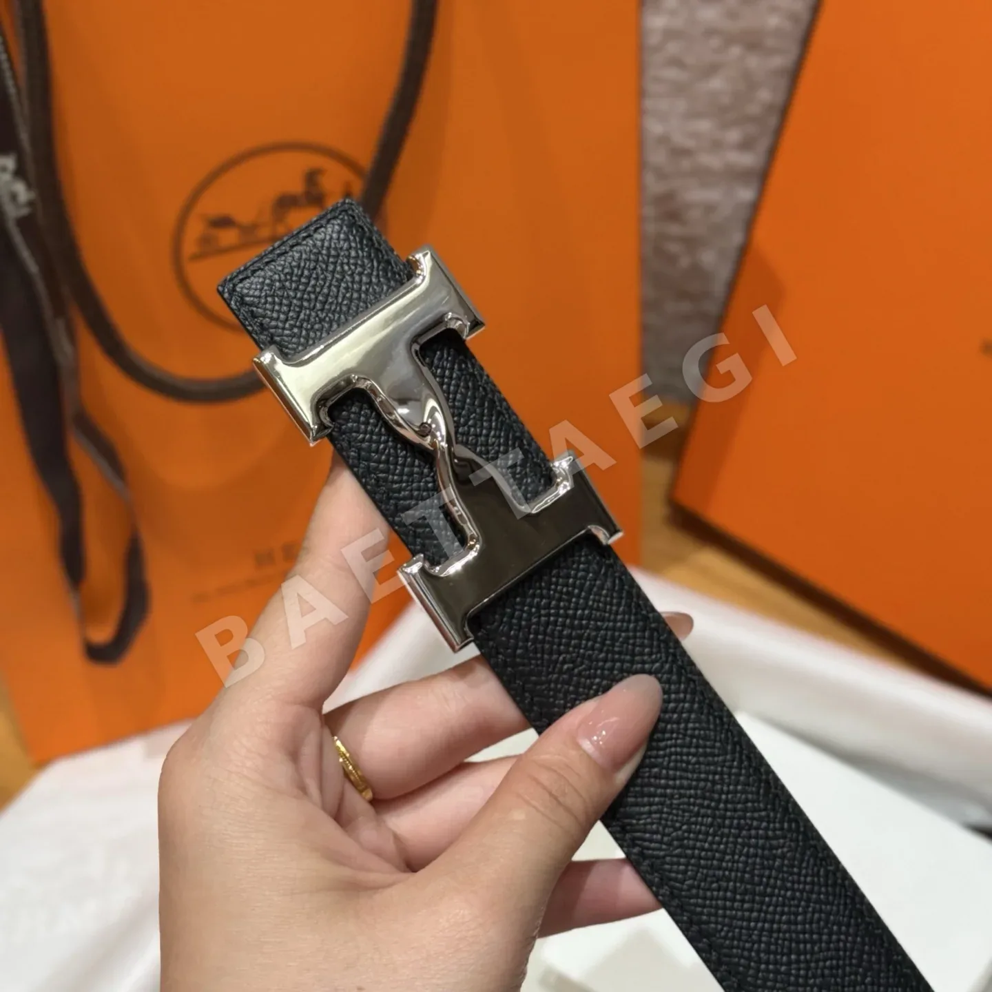 에르메스 리버시블 메탈 버클 남성 벨트 상세 이미지 7